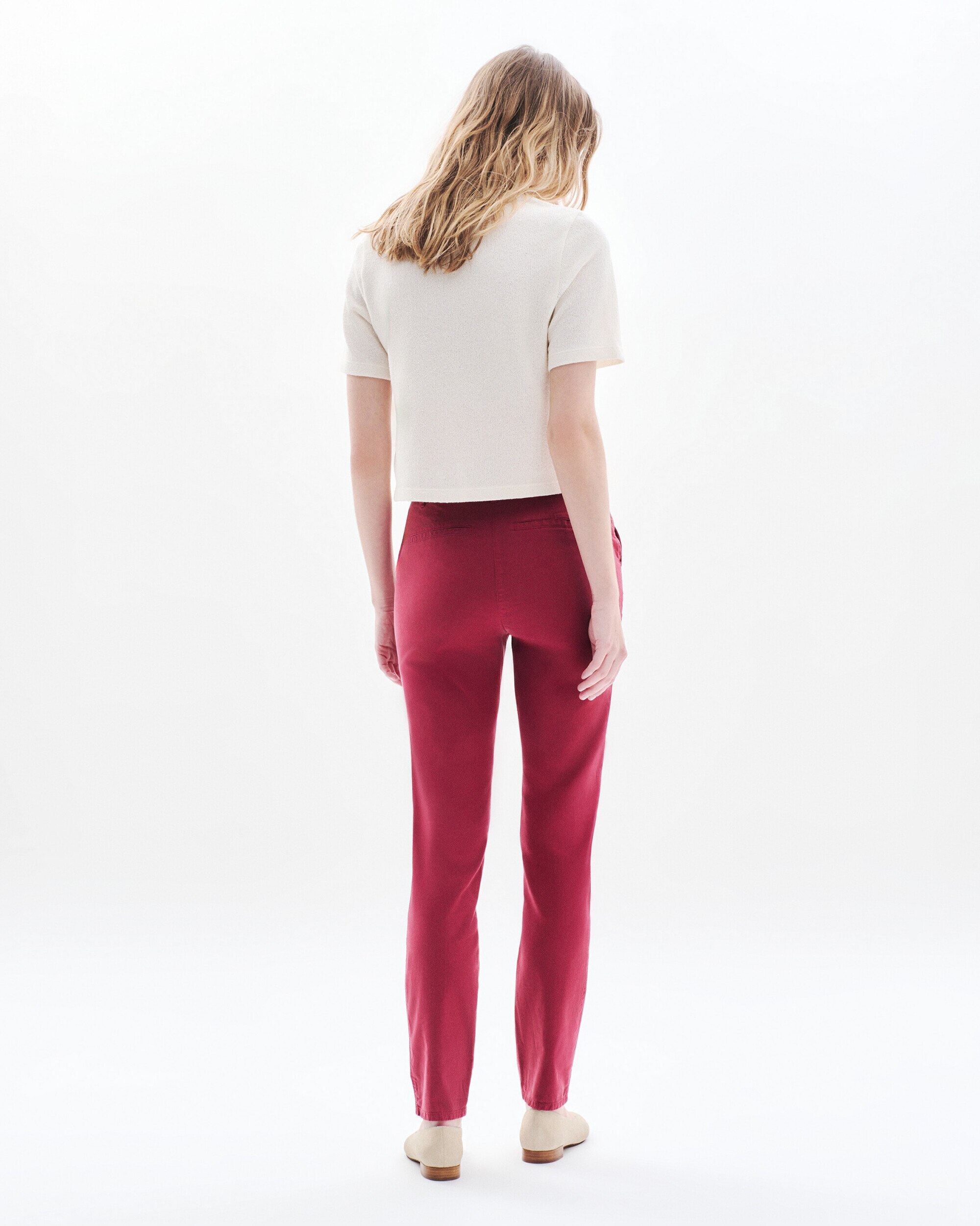 Pantalón de mujer de tiro alto en corte slim - Caroll - Rojo Rojo-2