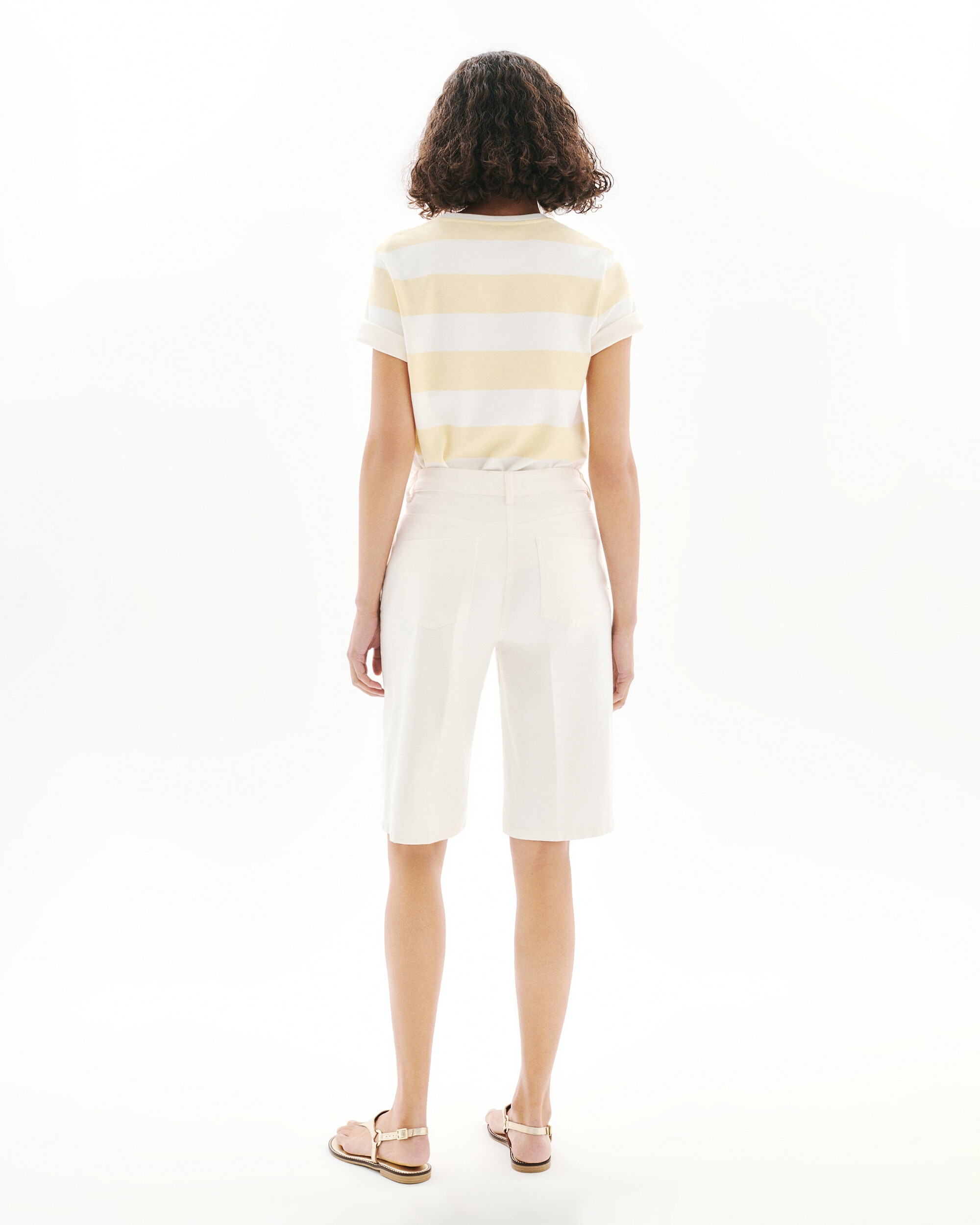 Bermuda de mujer con pinzas - Caroll - Blanco Blanco-2