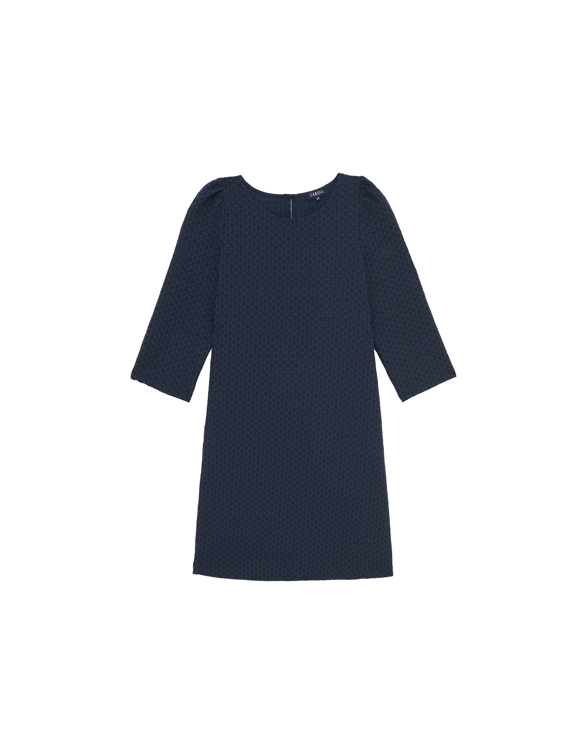 Vestido corto con manga francesa y escote barco - Caroll - Azul marino Azul marino-4