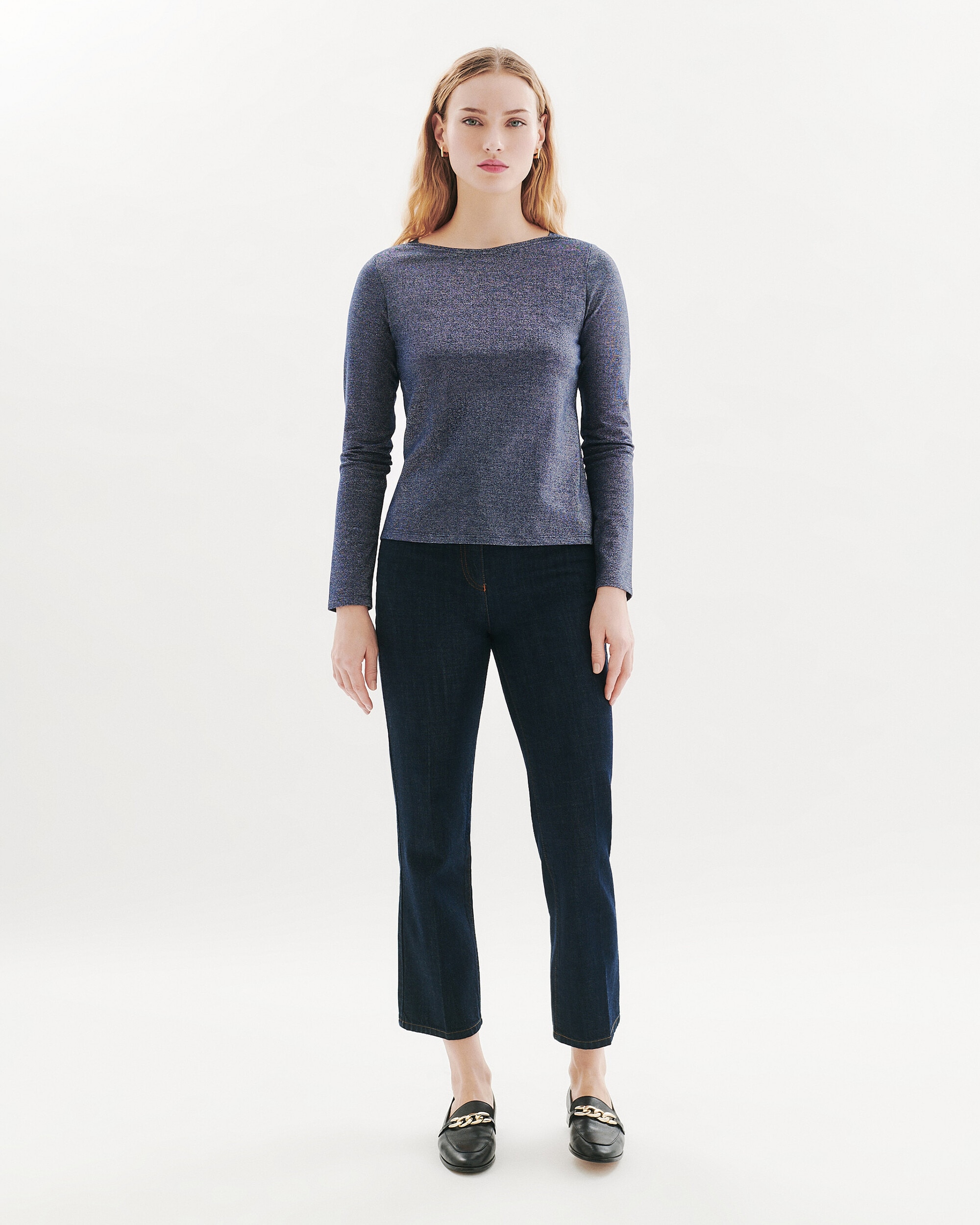 Camiseta de mujer con escote barco y manga larga - Caroll - Azul Azul-1