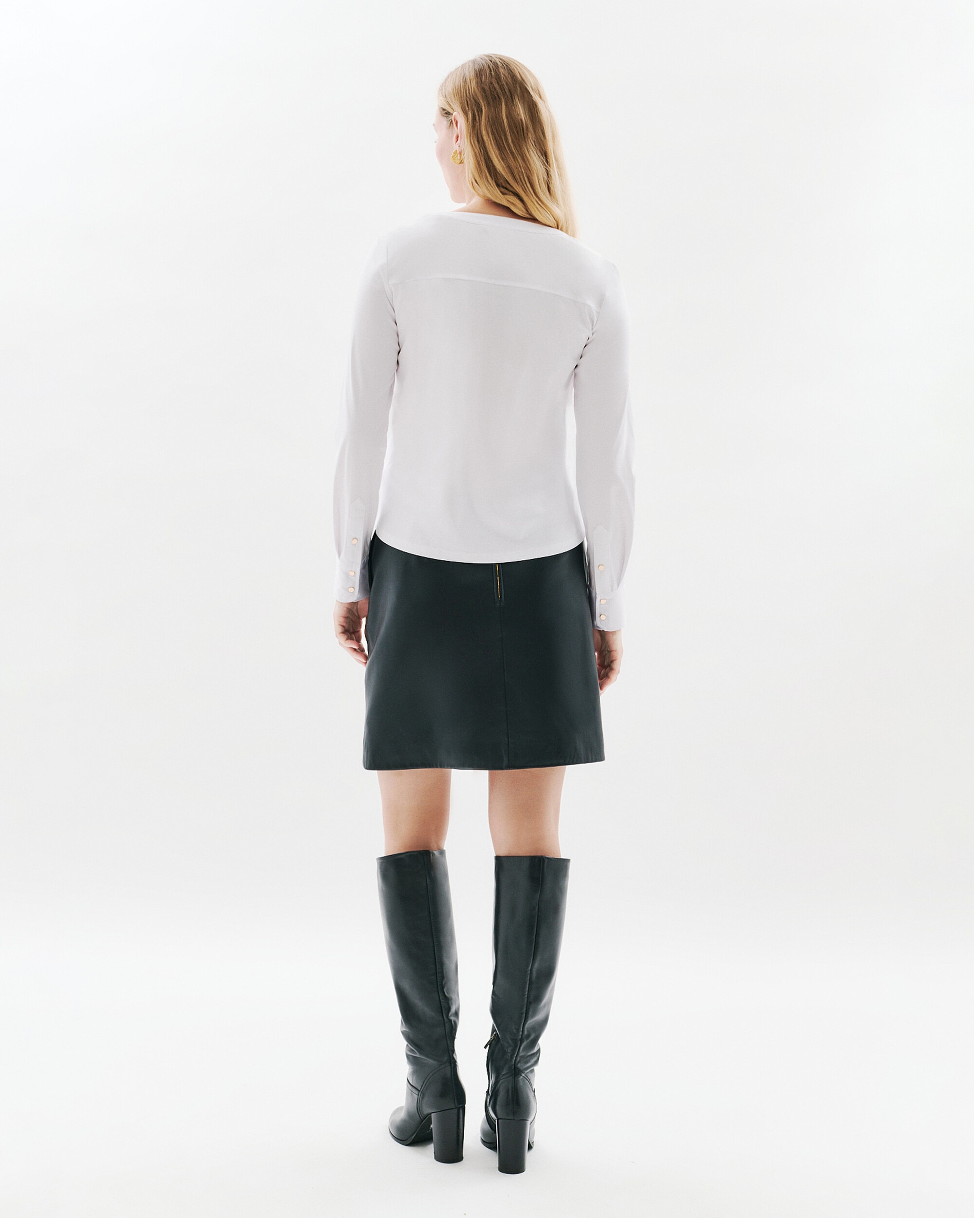 Camiseta de mujer con manga larga y escote pico - Caroll - Blanco Blanco-2