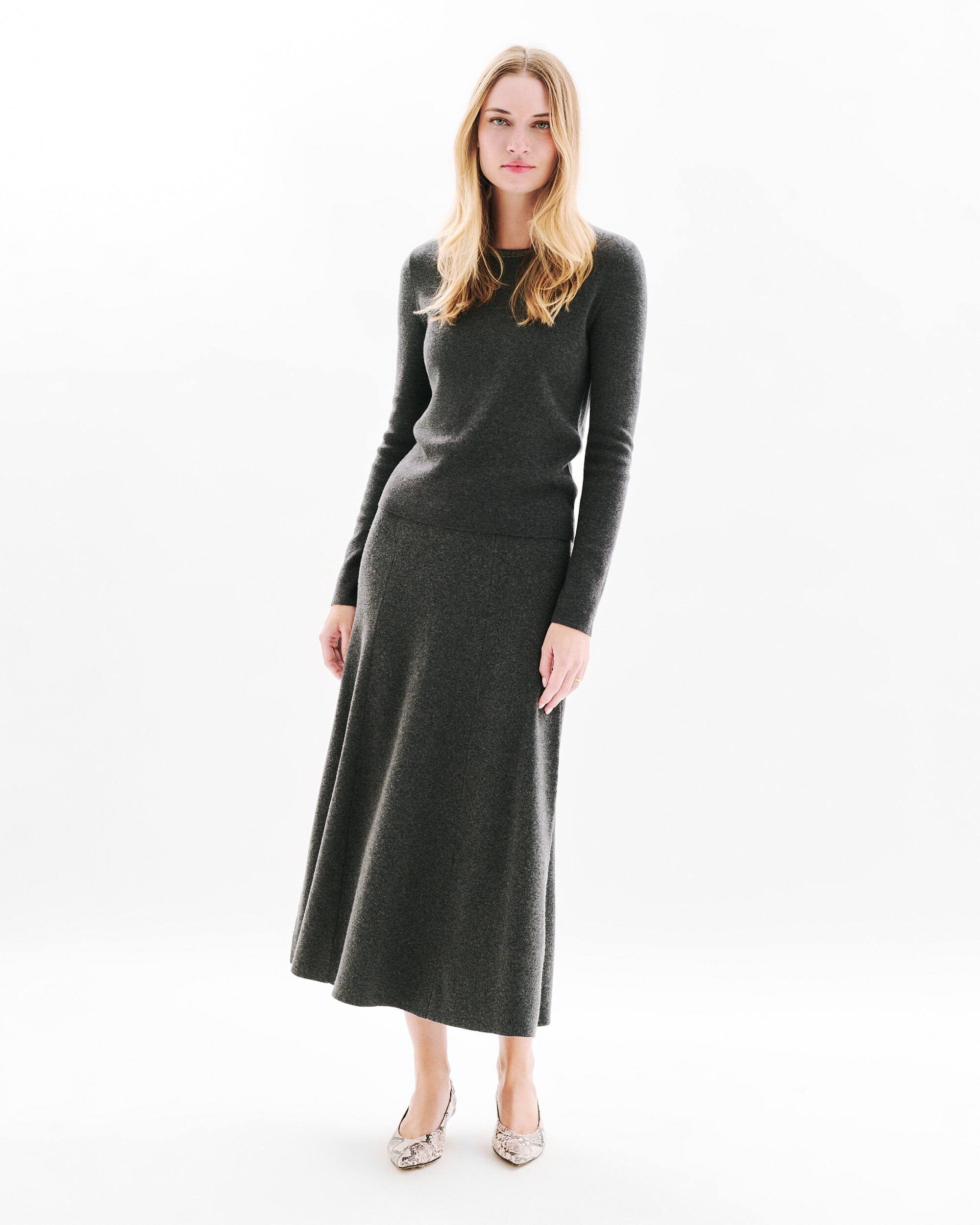 Jersey de mujer con escote redondo en lana - Caroll - Gris Gris-1