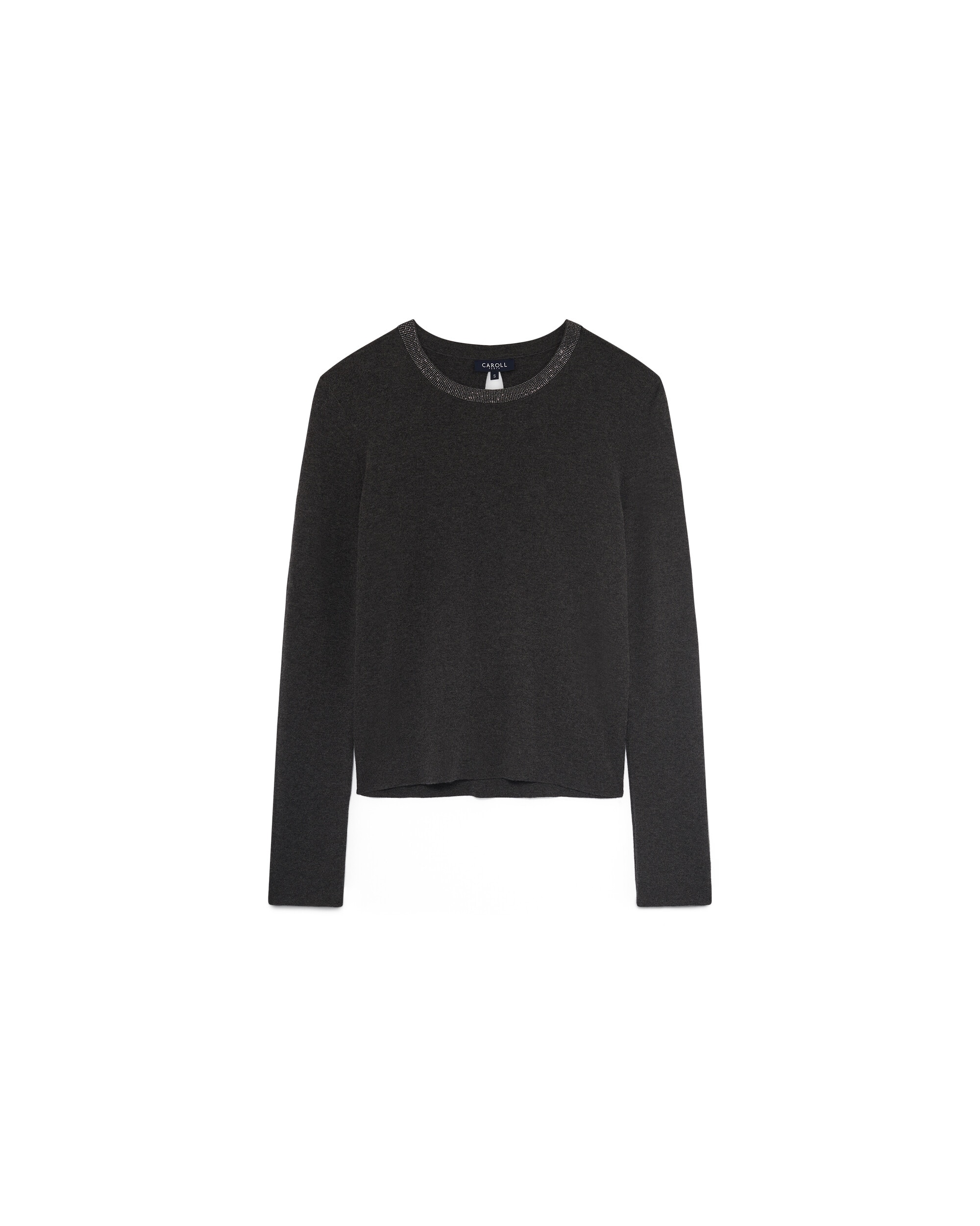 Jersey de mujer con escote redondo en lana - Caroll - Gris Gris-4