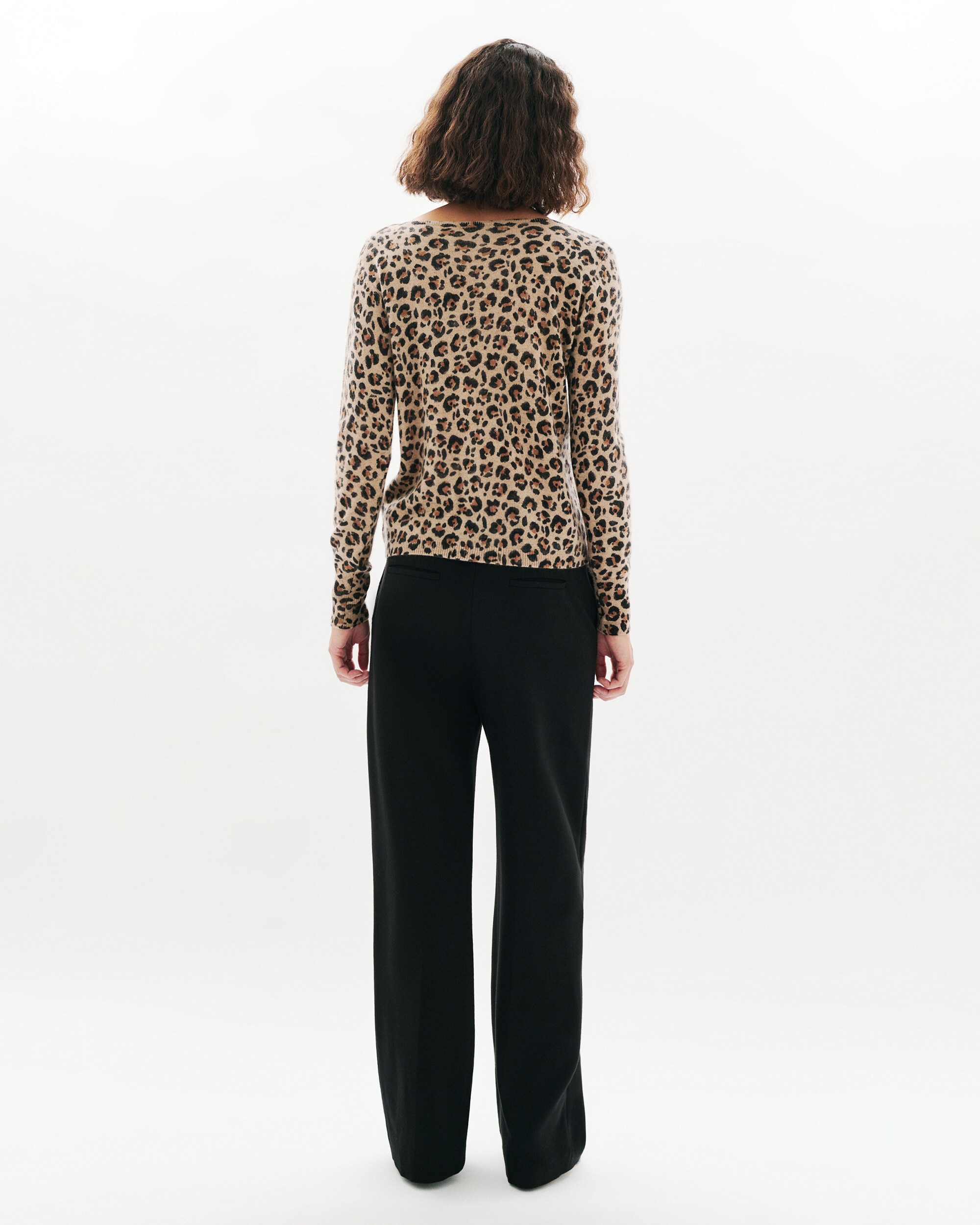 Cárdigan de mujer con estampado leopardo en cashmere 100% - Caroll - Gris claro Gris claro-2