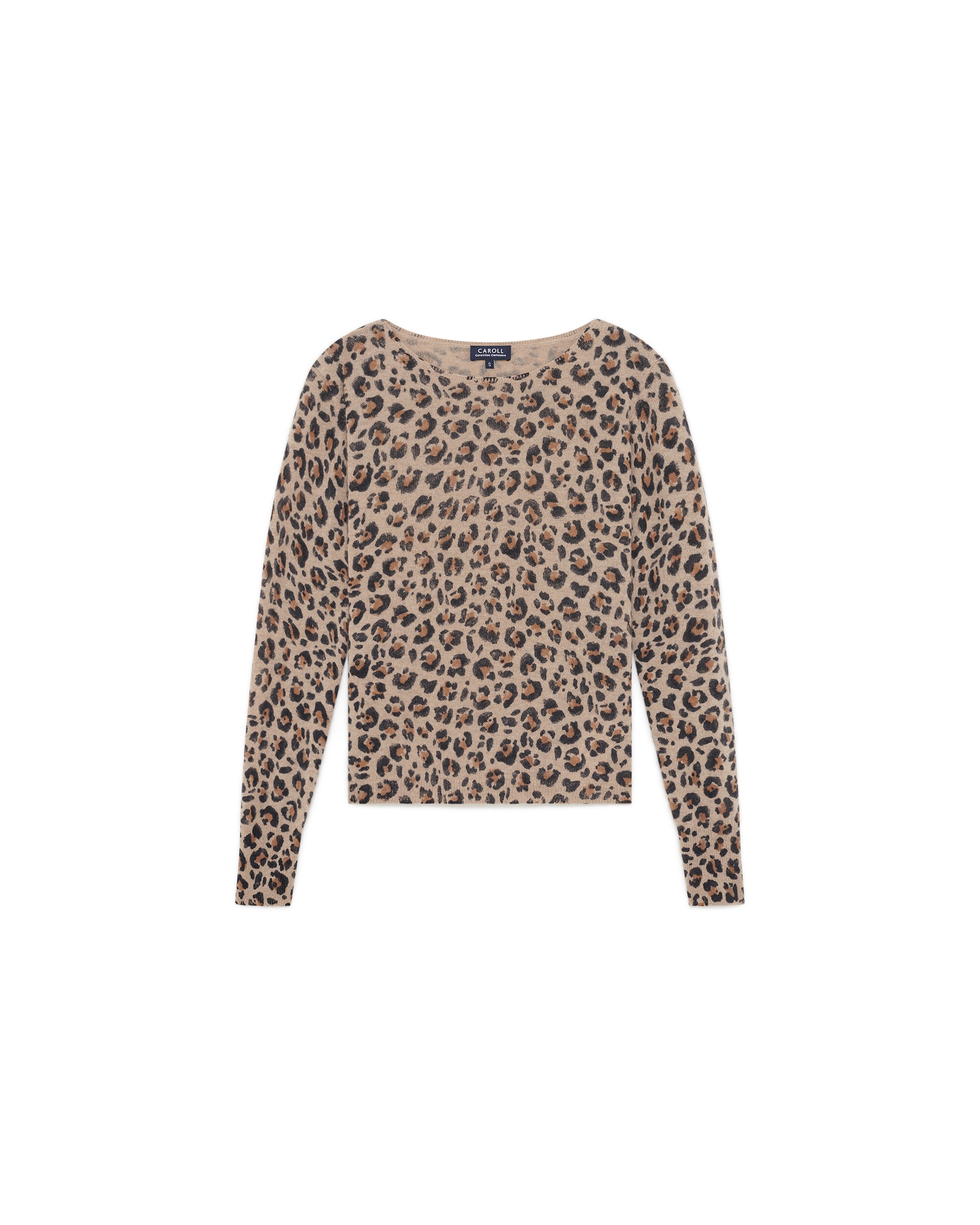 Cárdigan de mujer con estampado leopardo en cashmere 100% - Caroll - Gris claro Gris claro-4