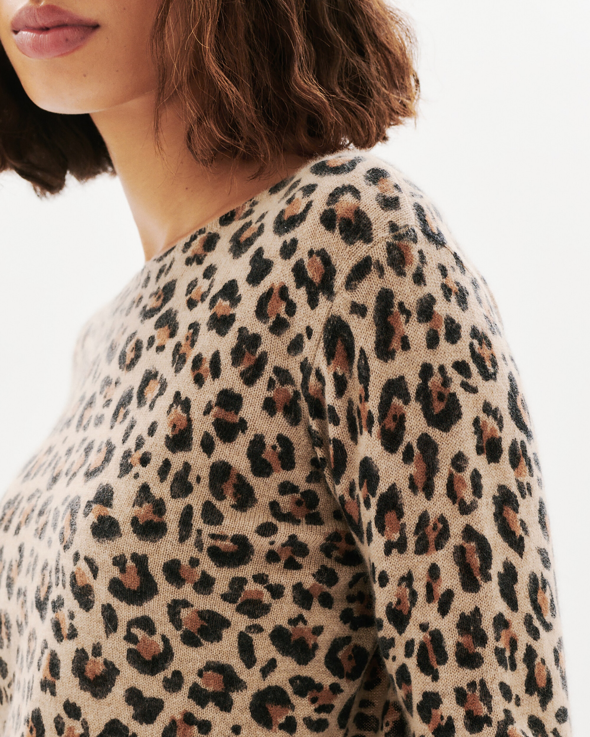 Cárdigan de mujer con estampado leopardo en cashmere 100% - Caroll - Gris claro Gris claro-3
