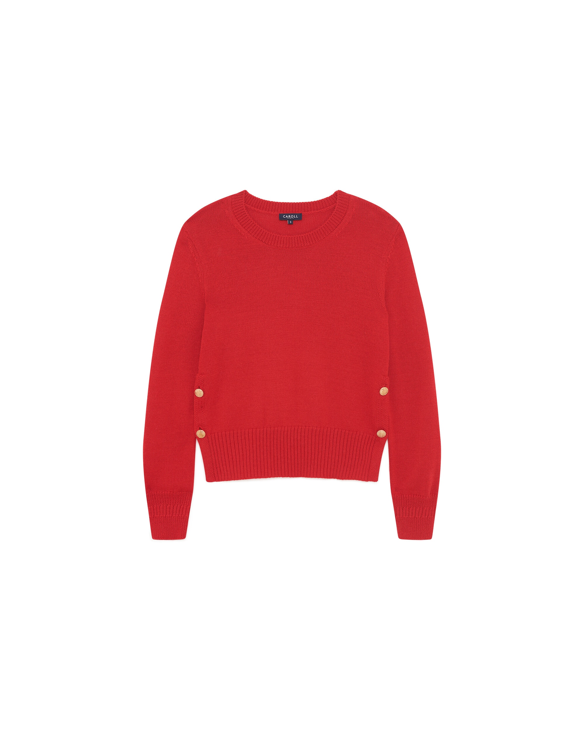 Jersey de mujer en lana con botones - Caroll - Rojo Rojo-4