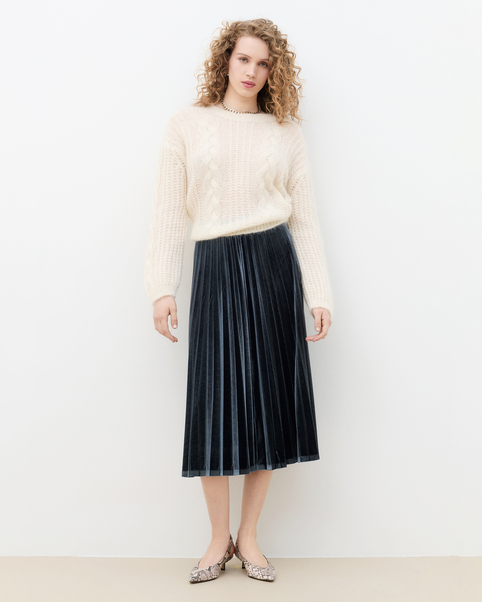 Jersey de mujer con trenzado en mohair - Caroll - Crudo Crudo-1