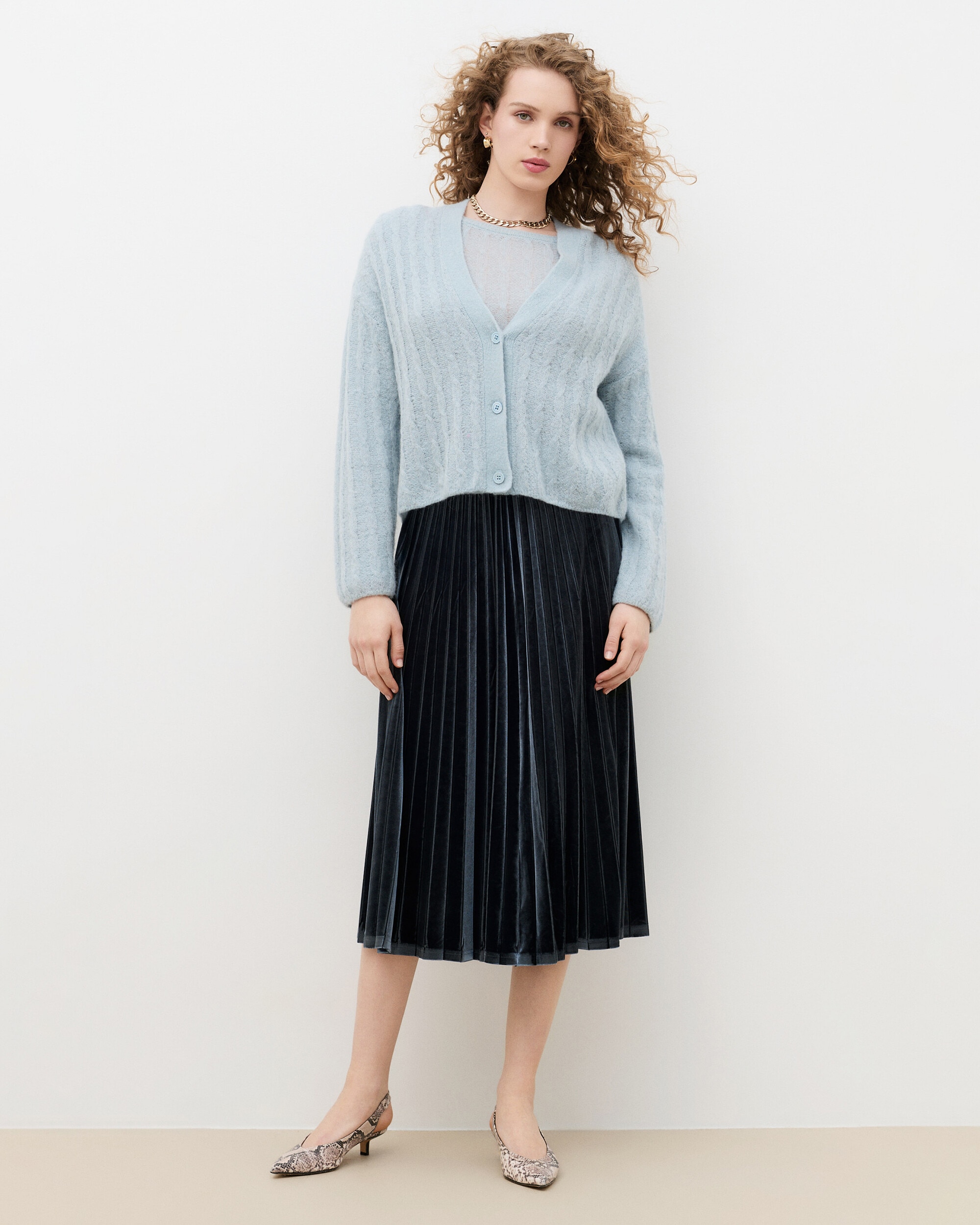 Cárdigan de mujer con escote pico - Caroll - Azul grisáceo Azul grisáceo-1