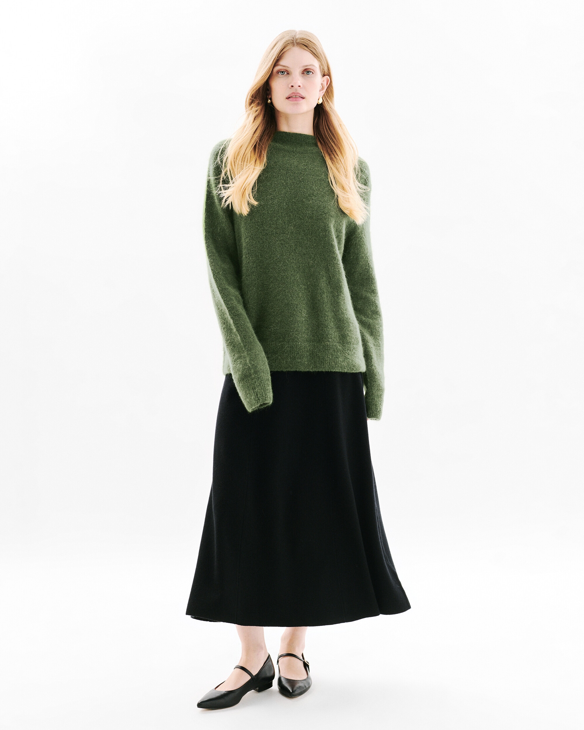 Jersey de mujer en lana y alpaca - Caroll - Verde Verde-1