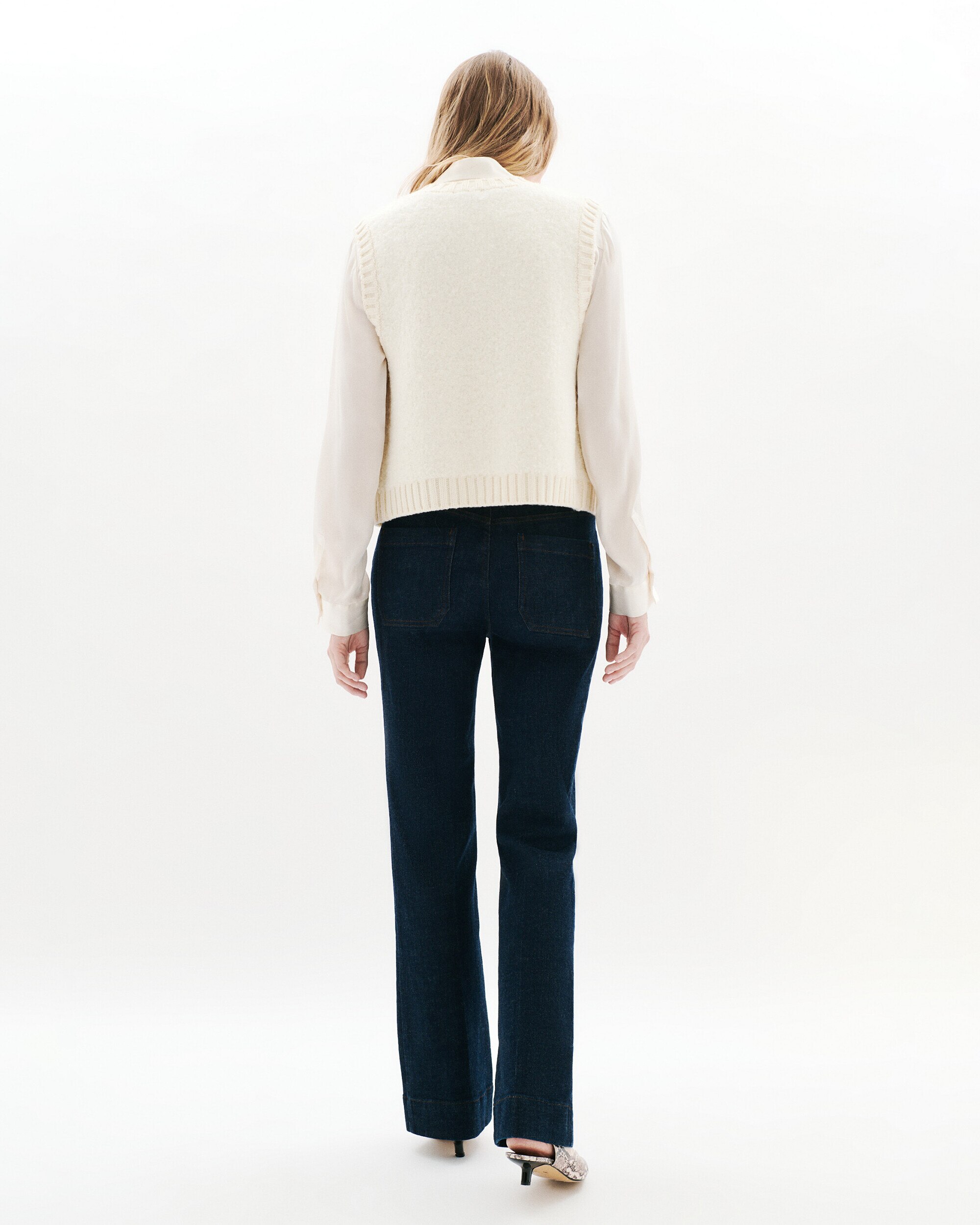 Chaleco de mujer en lana sin cierre - Caroll - Blanco / Roble natural Blanco / Roble natural-2