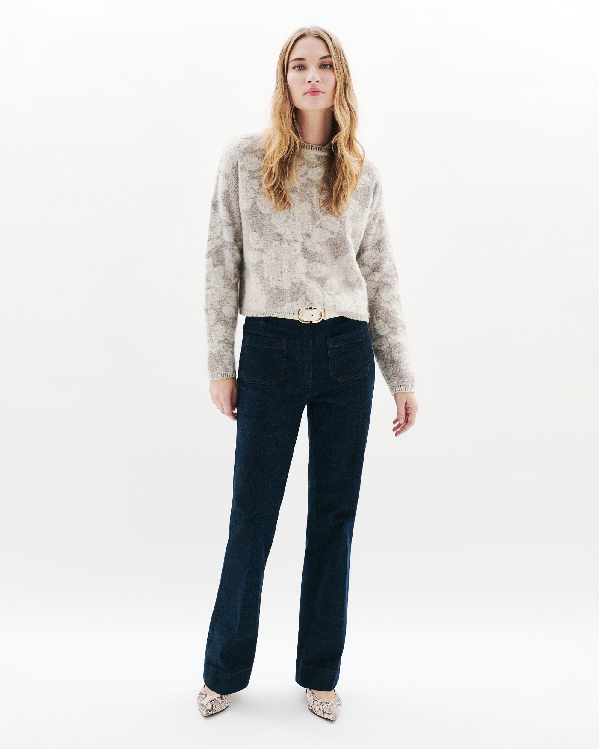 Jersey de mujer con estampado floral - Caroll - Gris claro Gris claro-1