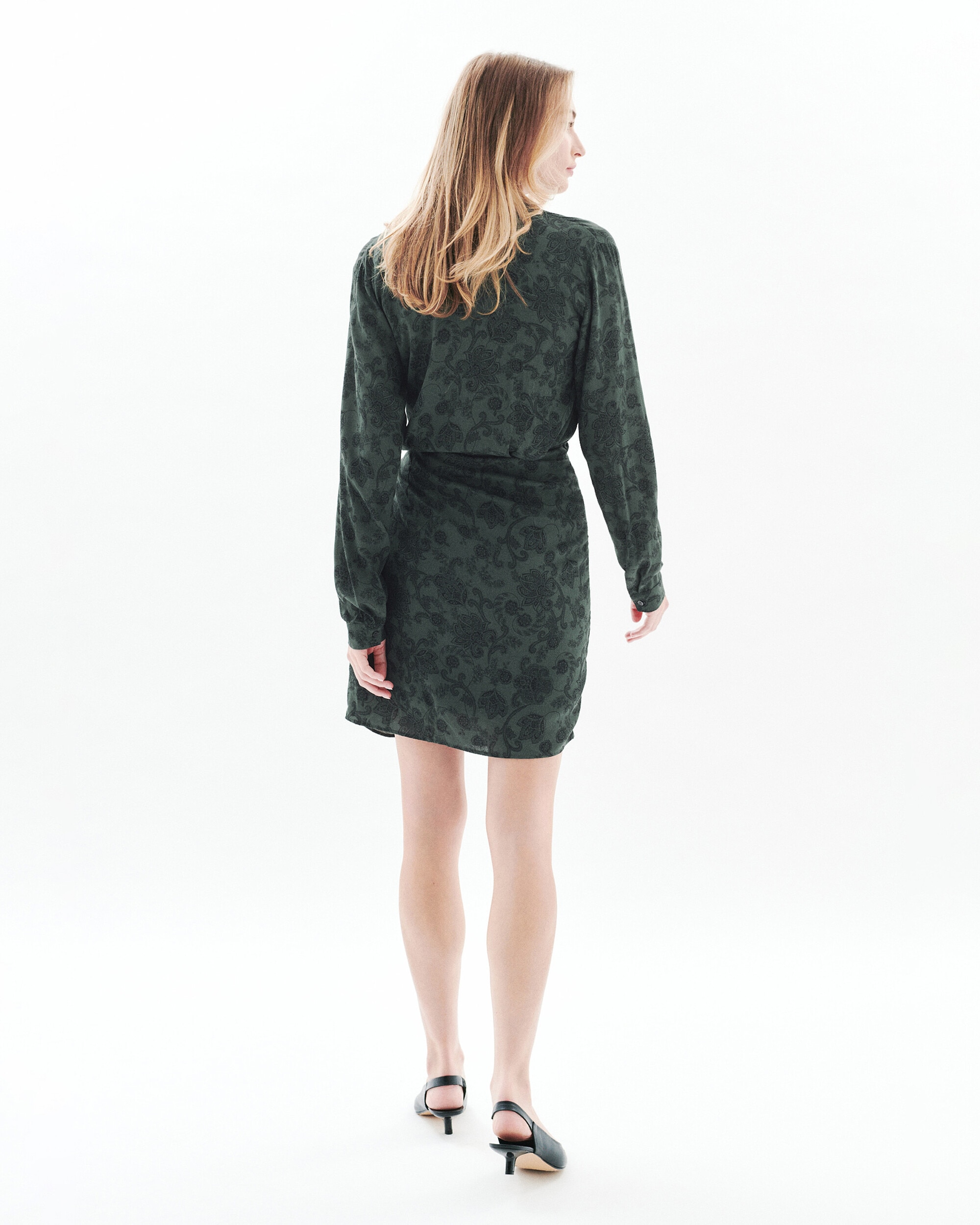 Vestido midi con cinturón y estampado paisley - Caroll - Verde Verde-2