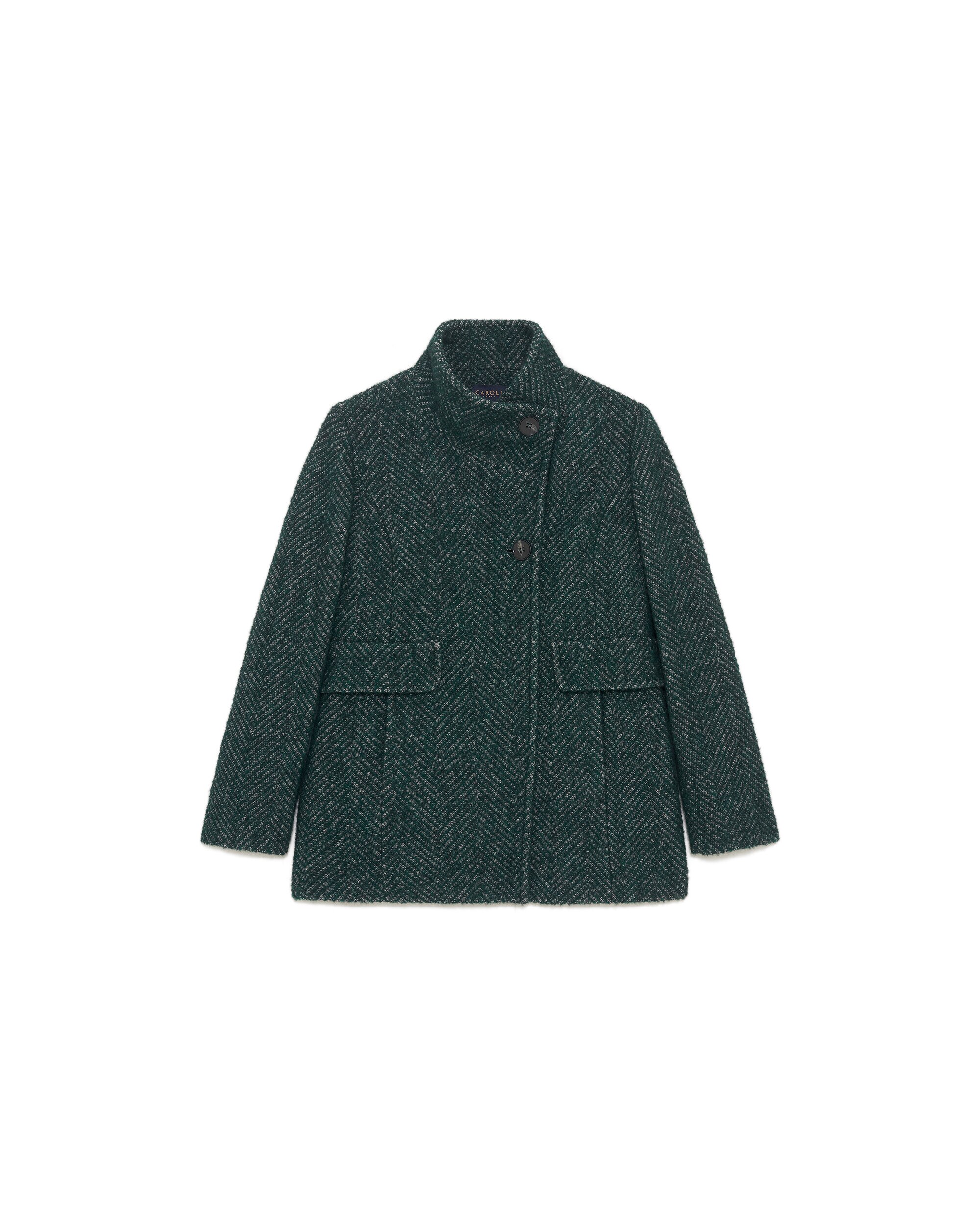 Abrigo de paño de mujer en lana - Caroll - Verde oscuro Verde oscuro-4