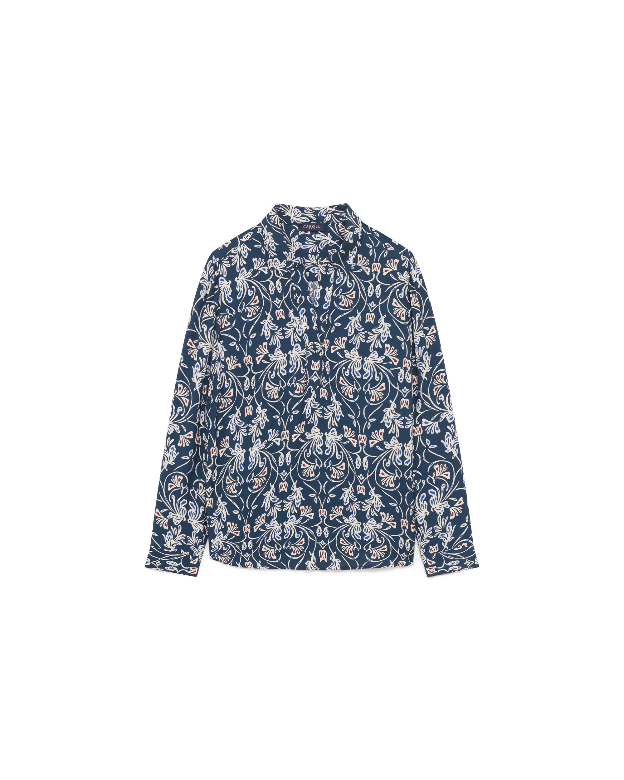 Camisa de mujer con manga larga y estampado floreal - Caroll - Azul / Blanco Azul / Blanco-4