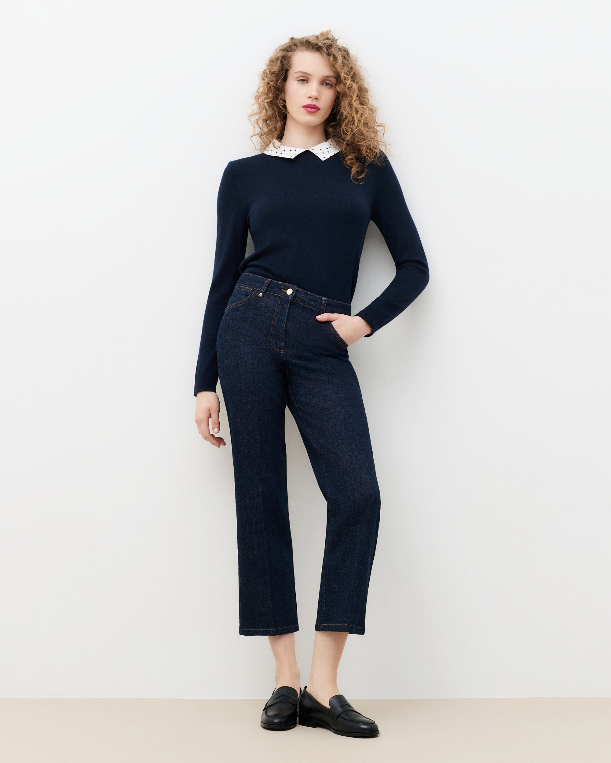 Imagen 0 de Vaqueros rectos de mujer corte tobillero Azul denim