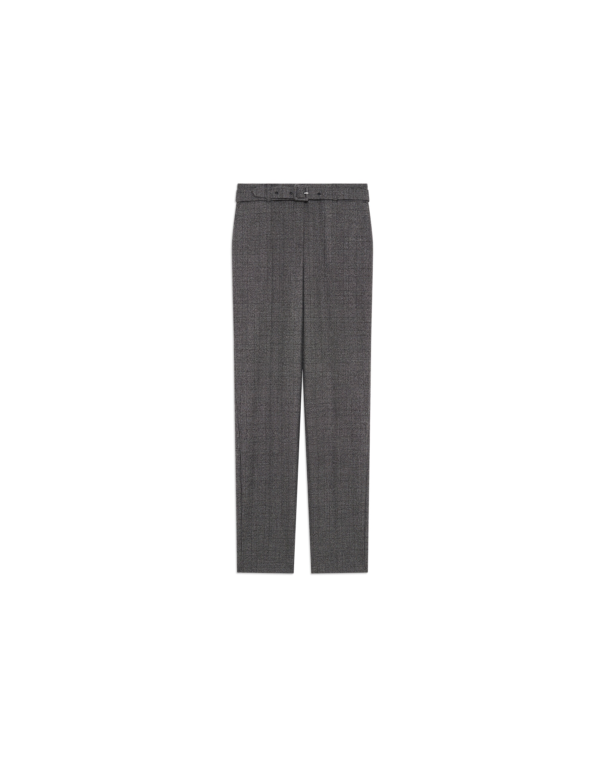 Pantalón de mujer corte 7/8 con pinzas y cinturón - Caroll - Gris Gris-4