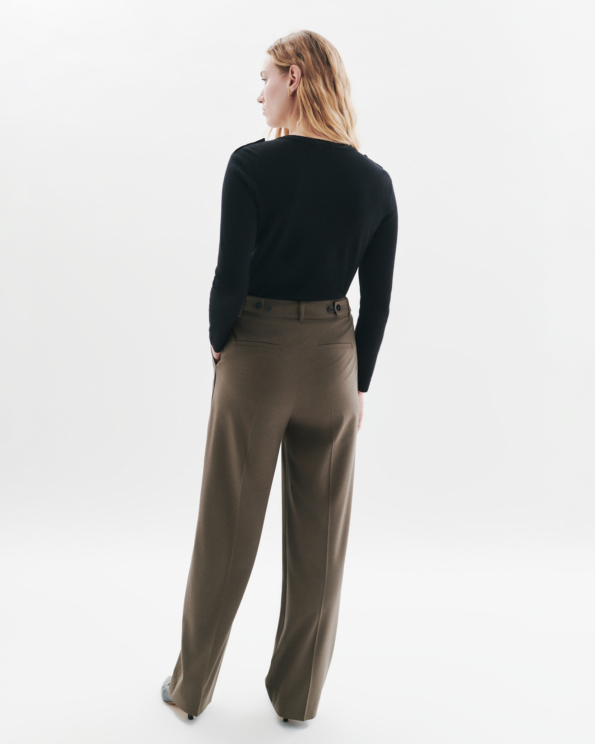 Pantalón sartorial de mujer con pinzas de talle alto - Caroll - Topo Topo-2