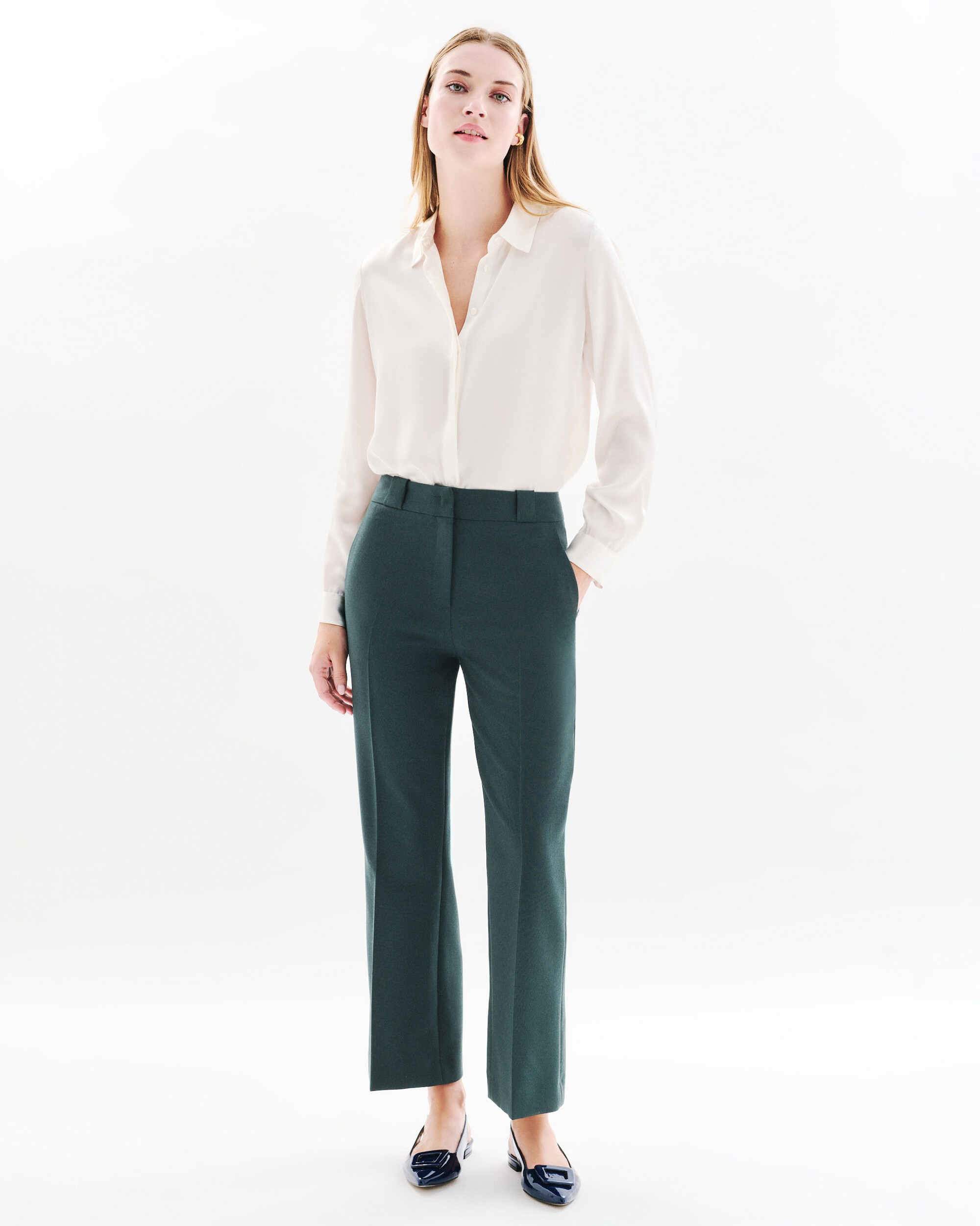 Caroll - Pantalón de mujer con pinzas en corte 7/8.