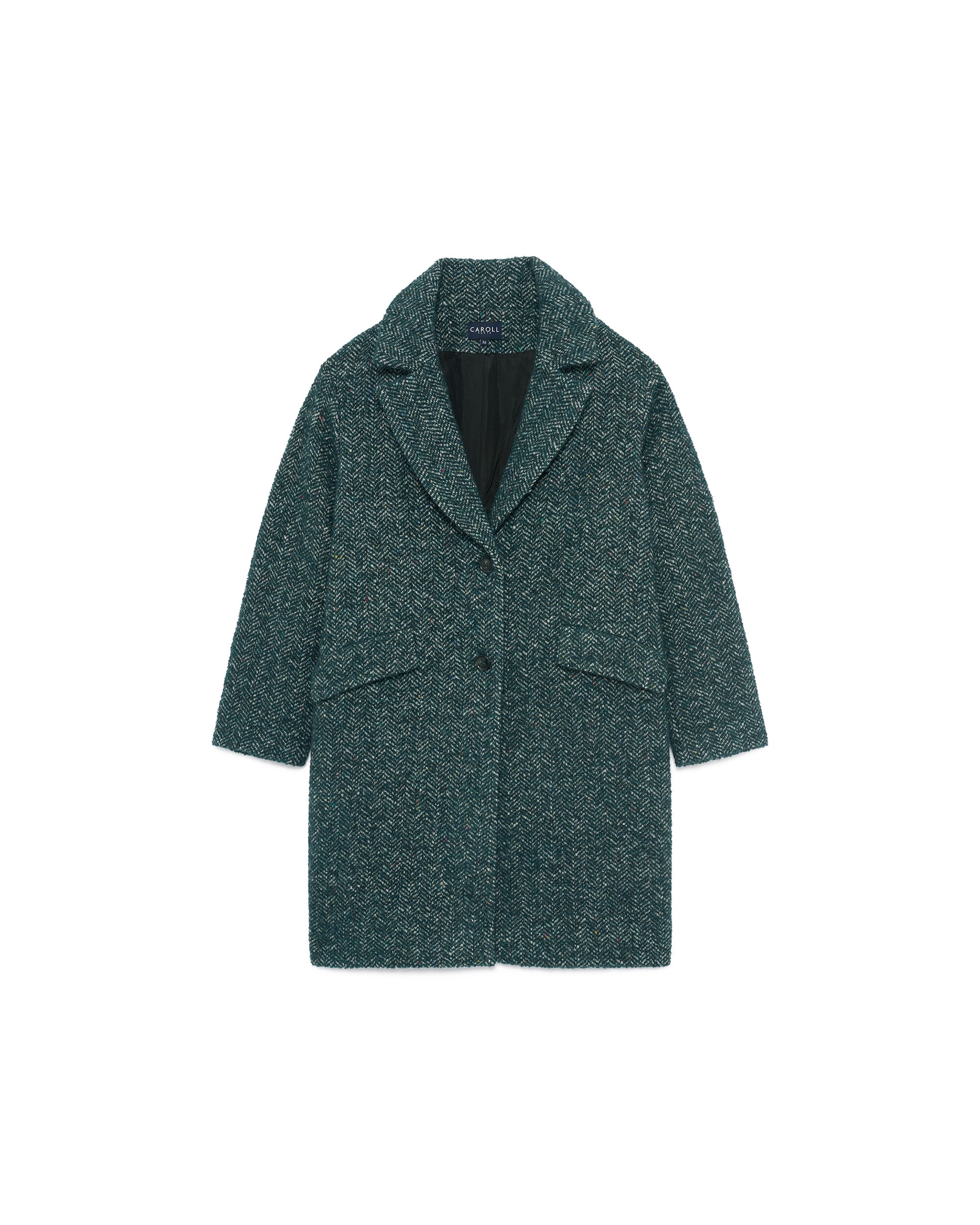 Abrigo midi de mujer en lana con cierre de botones - Caroll - Azul Azul-4