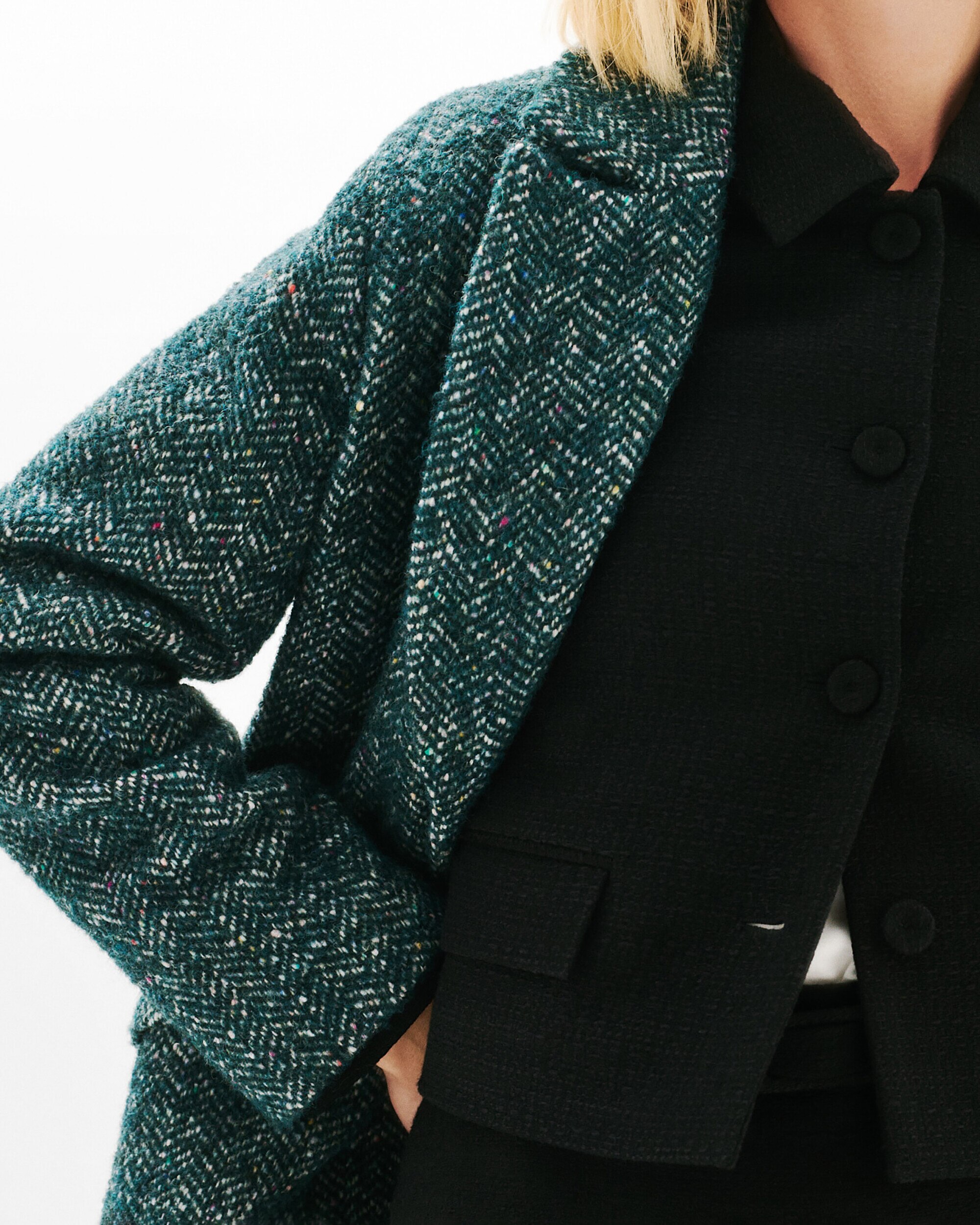 Abrigo midi de mujer en lana con cierre de botones - Caroll - Azul Azul-3