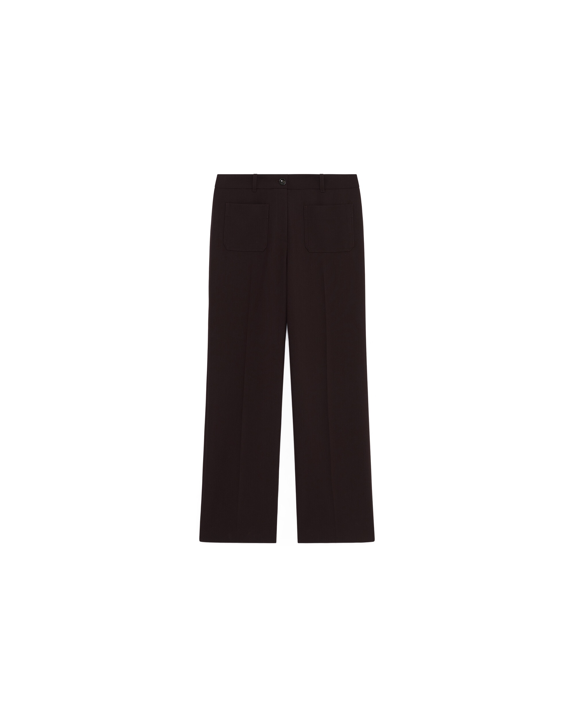 Pantalones rectos de mujer de tiro alto - Caroll - Marrón chocolate Marrón chocolate-4