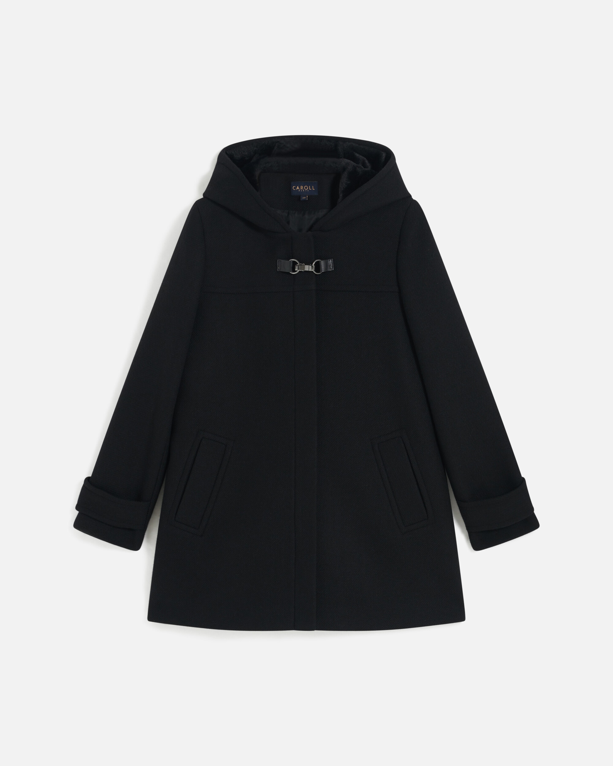 Abrigo corto de mujer con capucha - Caroll - Negro Negro-4