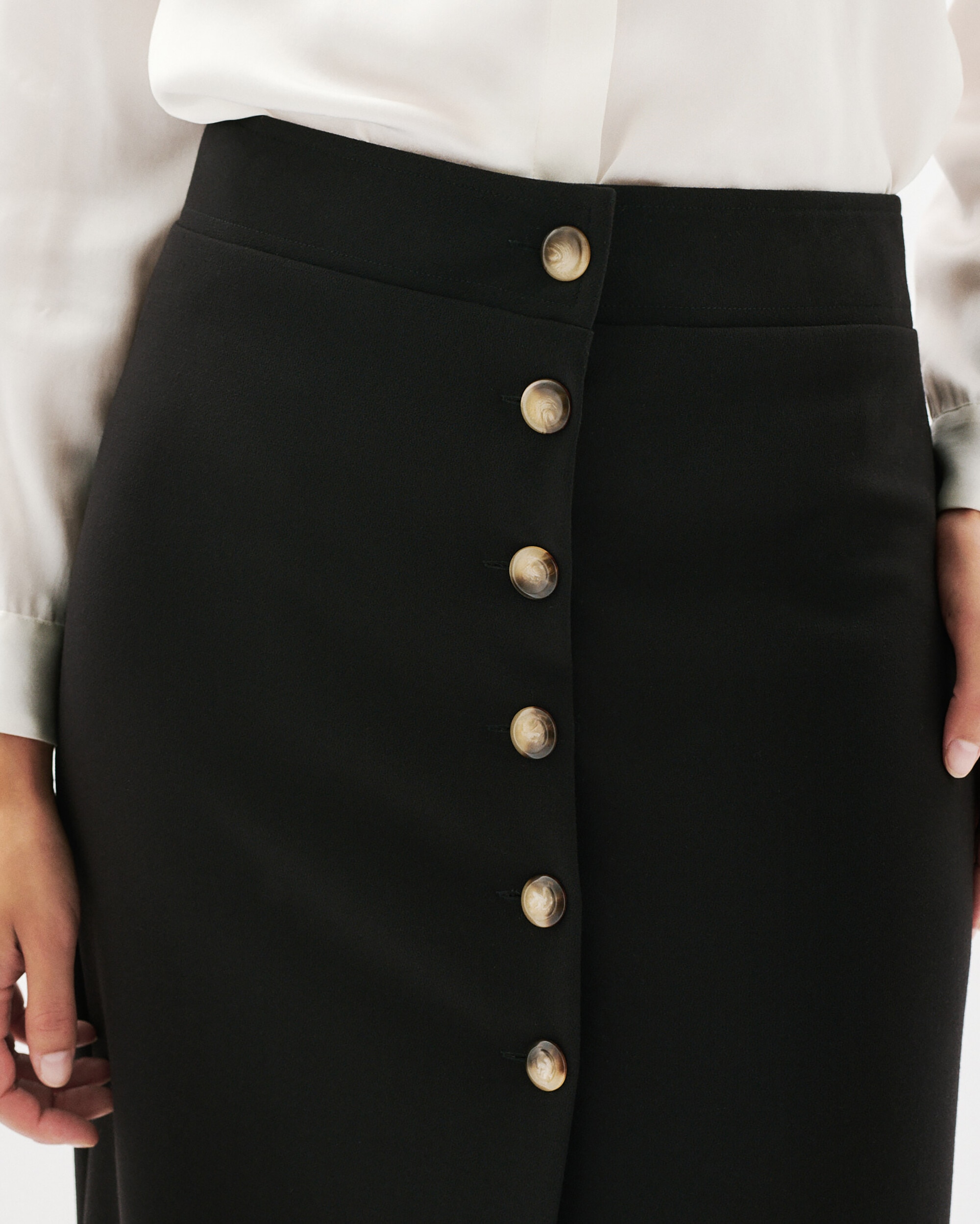 Falda midi con botones - Caroll - Negro Negro-3