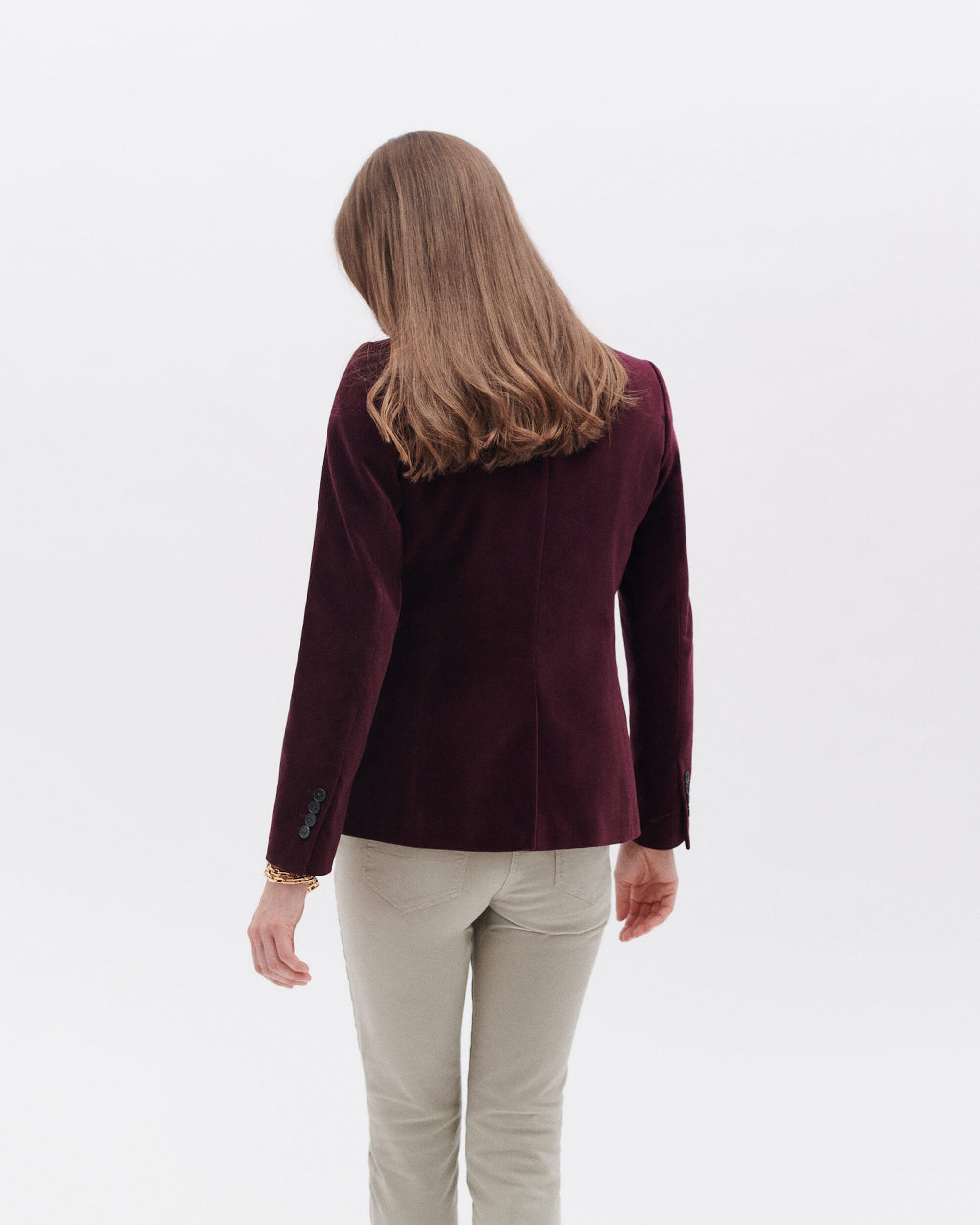 Blazer de mujer con botones en terciopelo de algodón - Caroll - Morado Morado-2