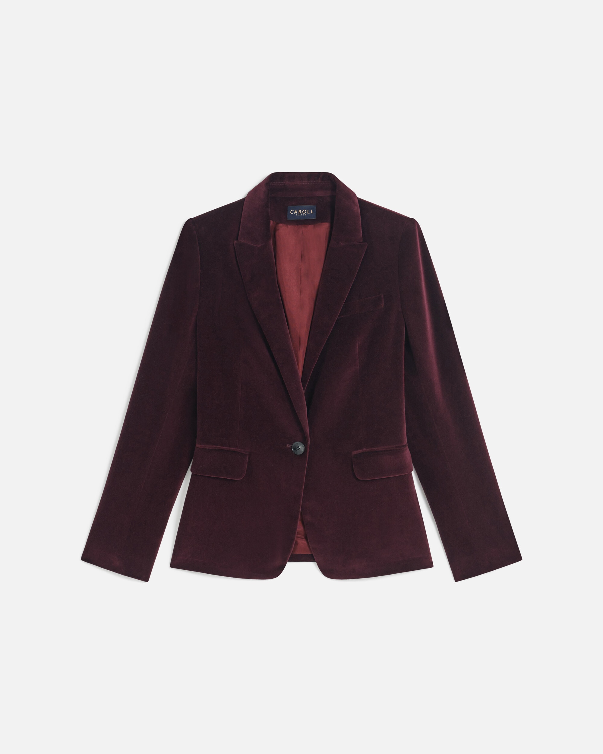 Blazer de mujer con botones en terciopelo de algodón - Caroll - Morado Morado-3