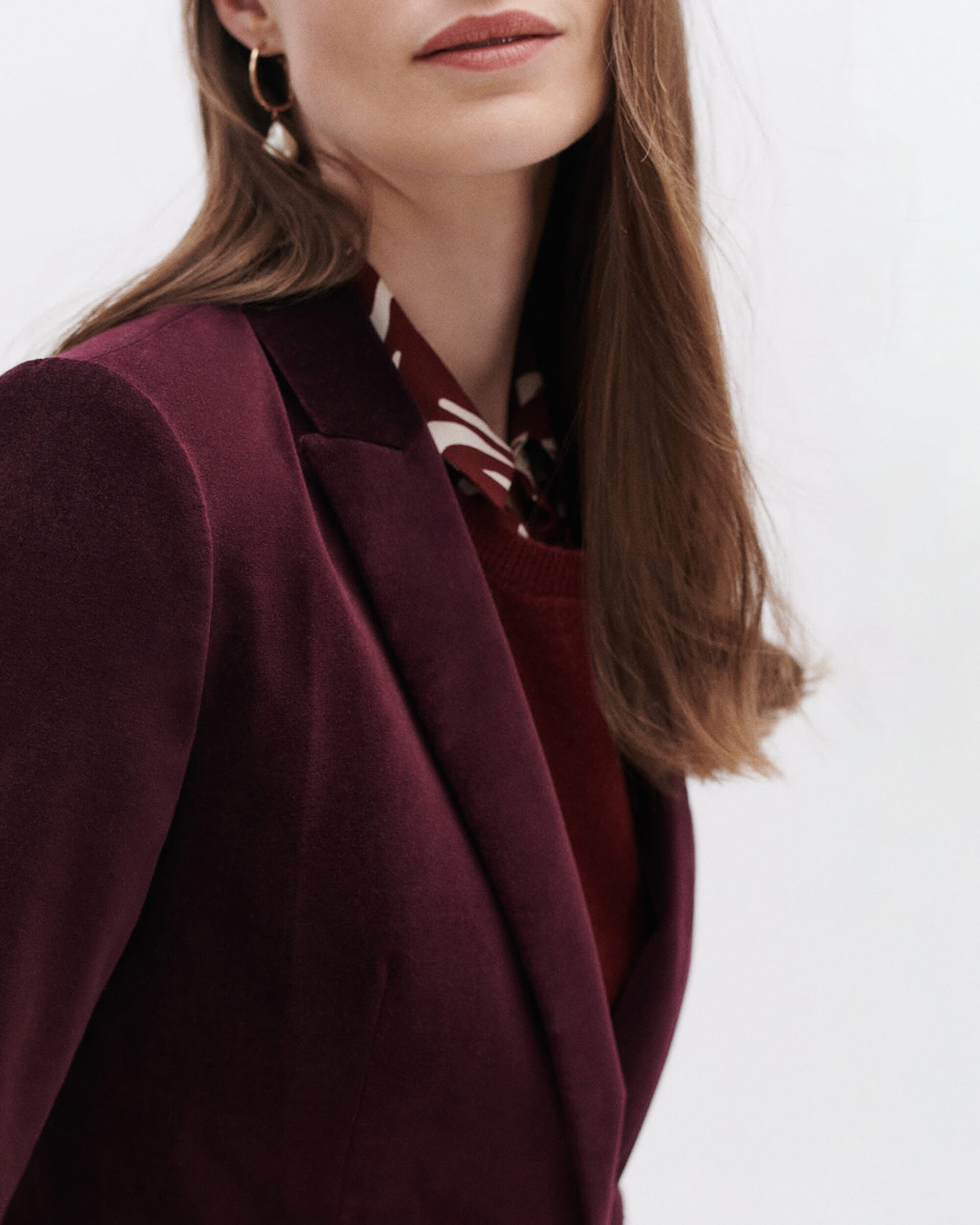 Blazer de mujer con botones en terciopelo de algodón - Caroll - Morado Morado-4