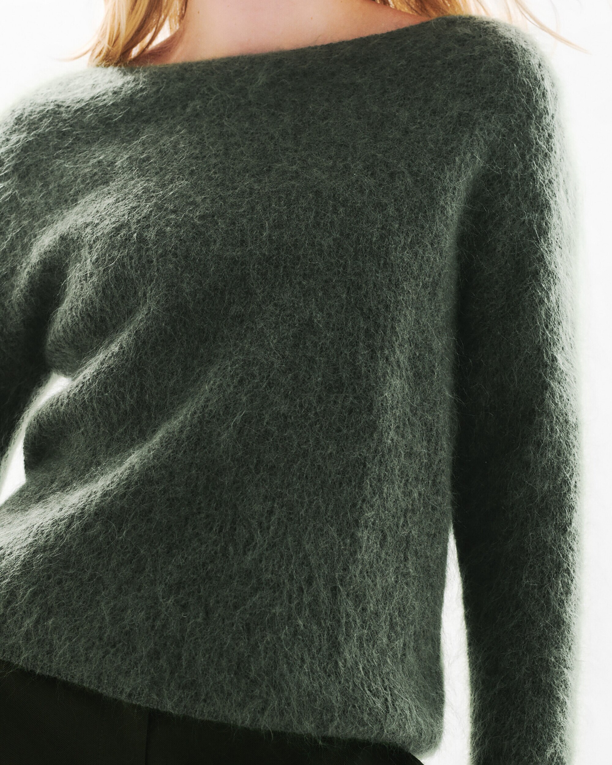 Jersey de mujer con cuello redondo en mohair - Caroll - Verde militar Verde militar-2