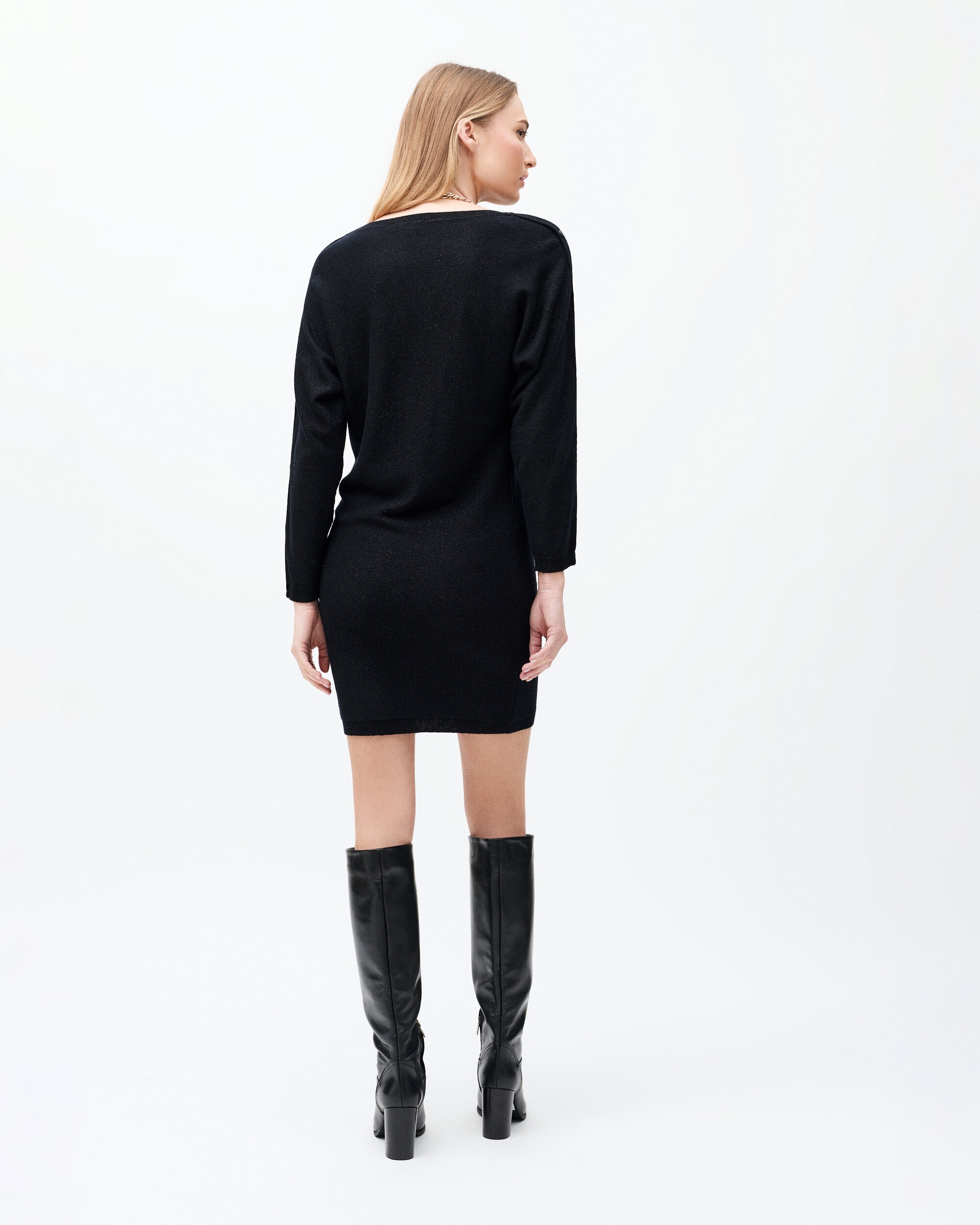 Vestido corto en punto de lana con manga larga - Caroll - Negro Negro-2