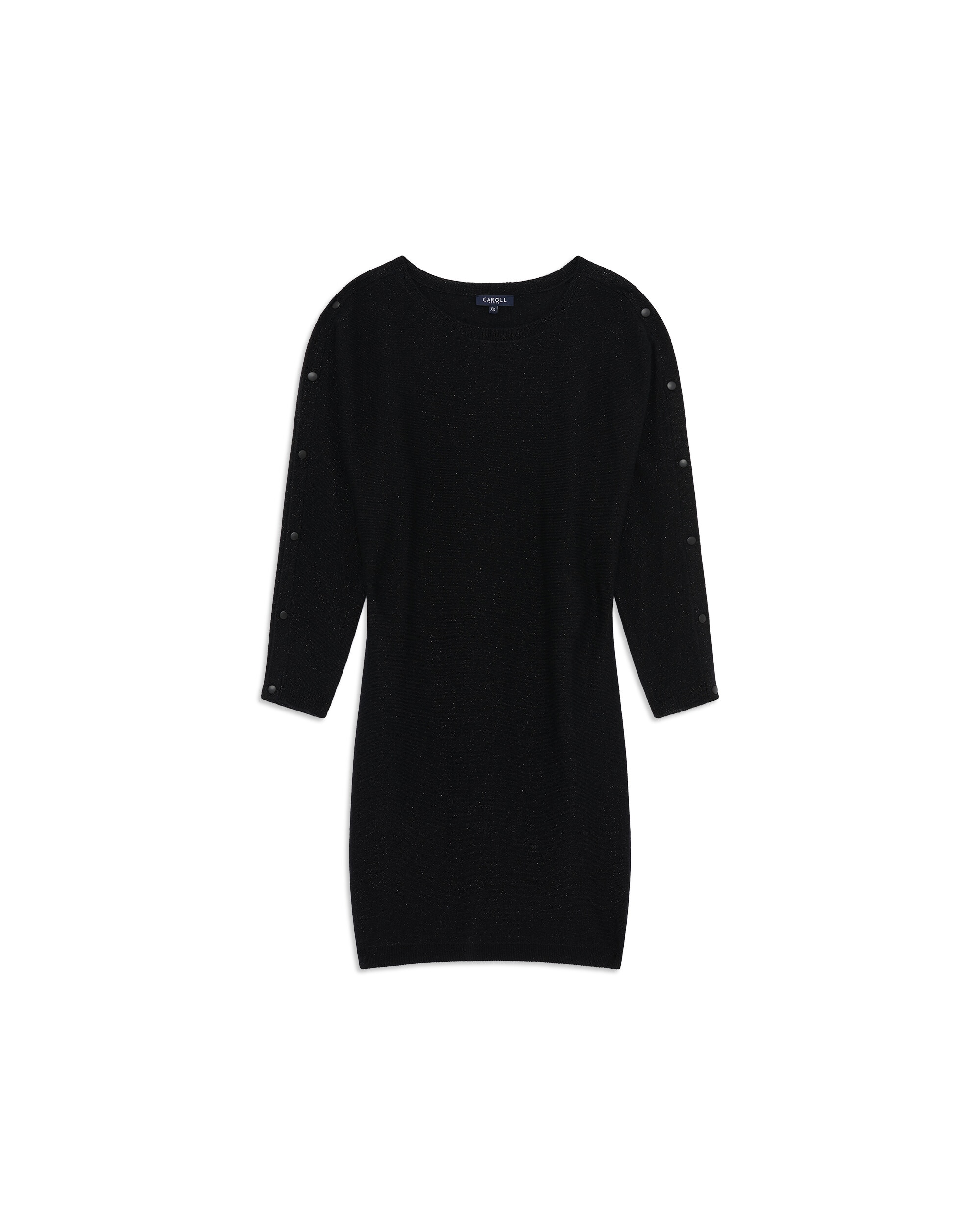 Vestido corto en punto de lana con manga larga - Caroll - Negro Negro-4