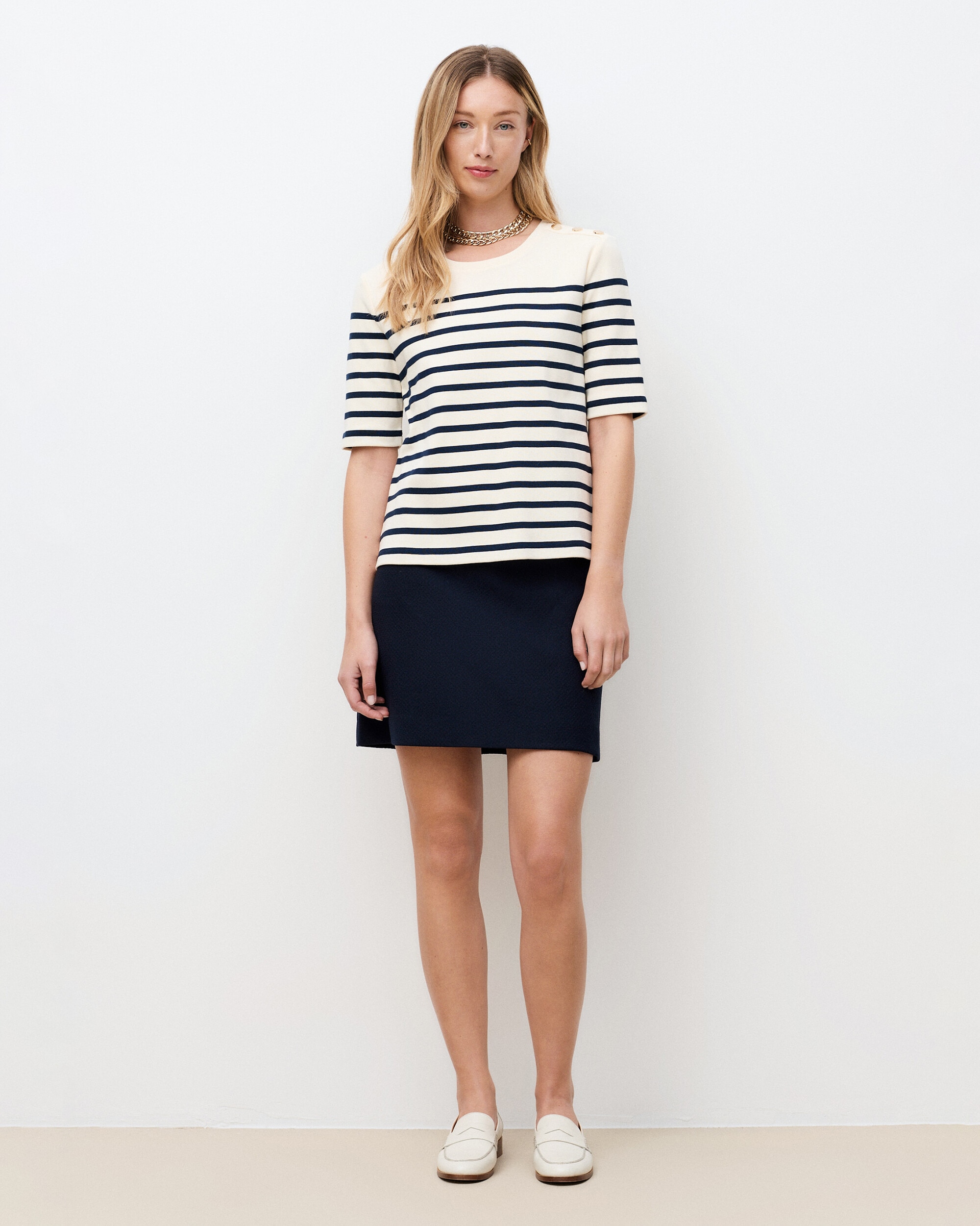Caroll - Camiseta de mujer con manga corta y estampado de rayas.