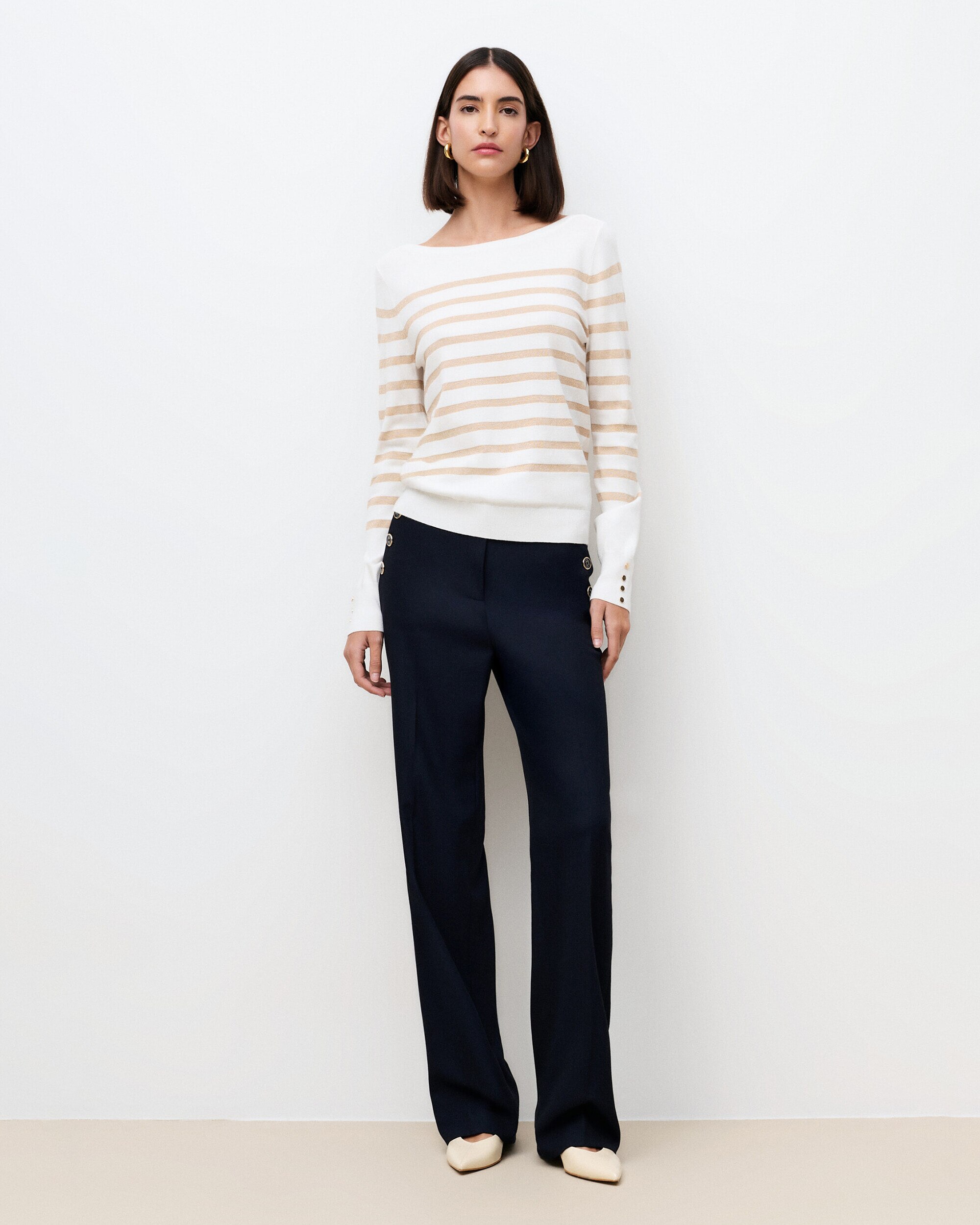 Caroll - Jersey de mujer con escote barco y estampado de rayas.