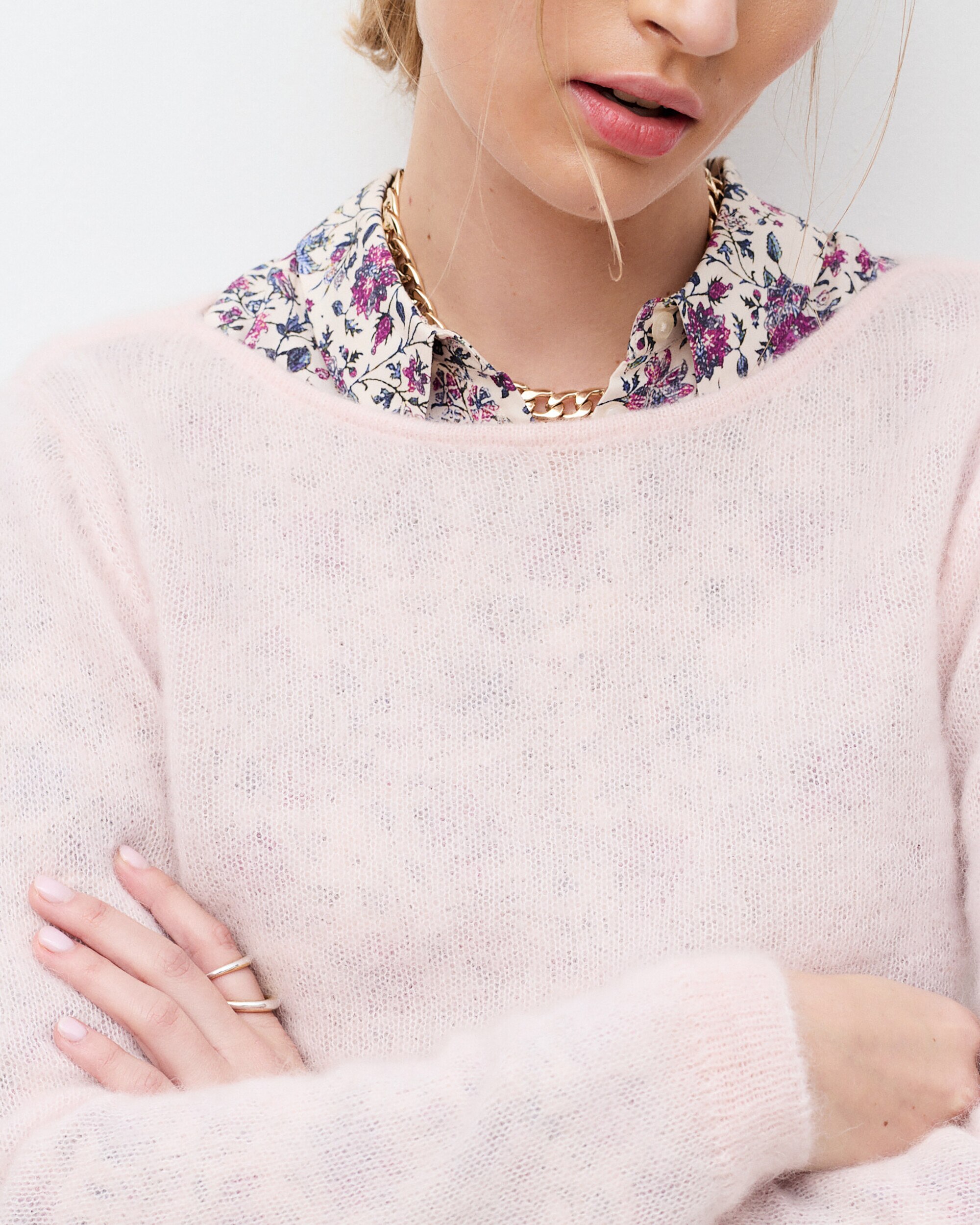 Jersey de mujer con escote barco en alpaca - Caroll - Rosa Rosa-3