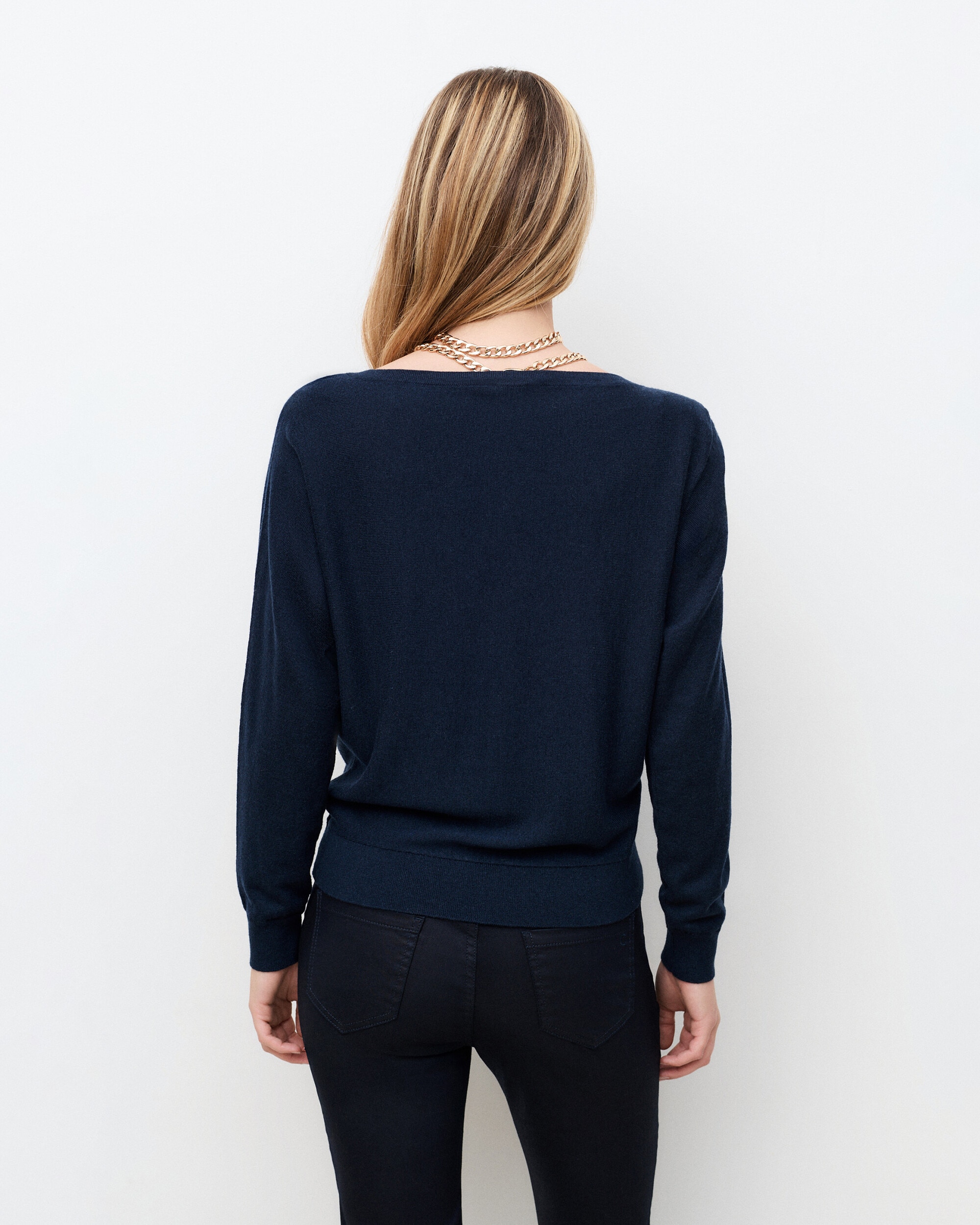 Jersey de mujer con escote barco en lana - Caroll - Azul Azul-2