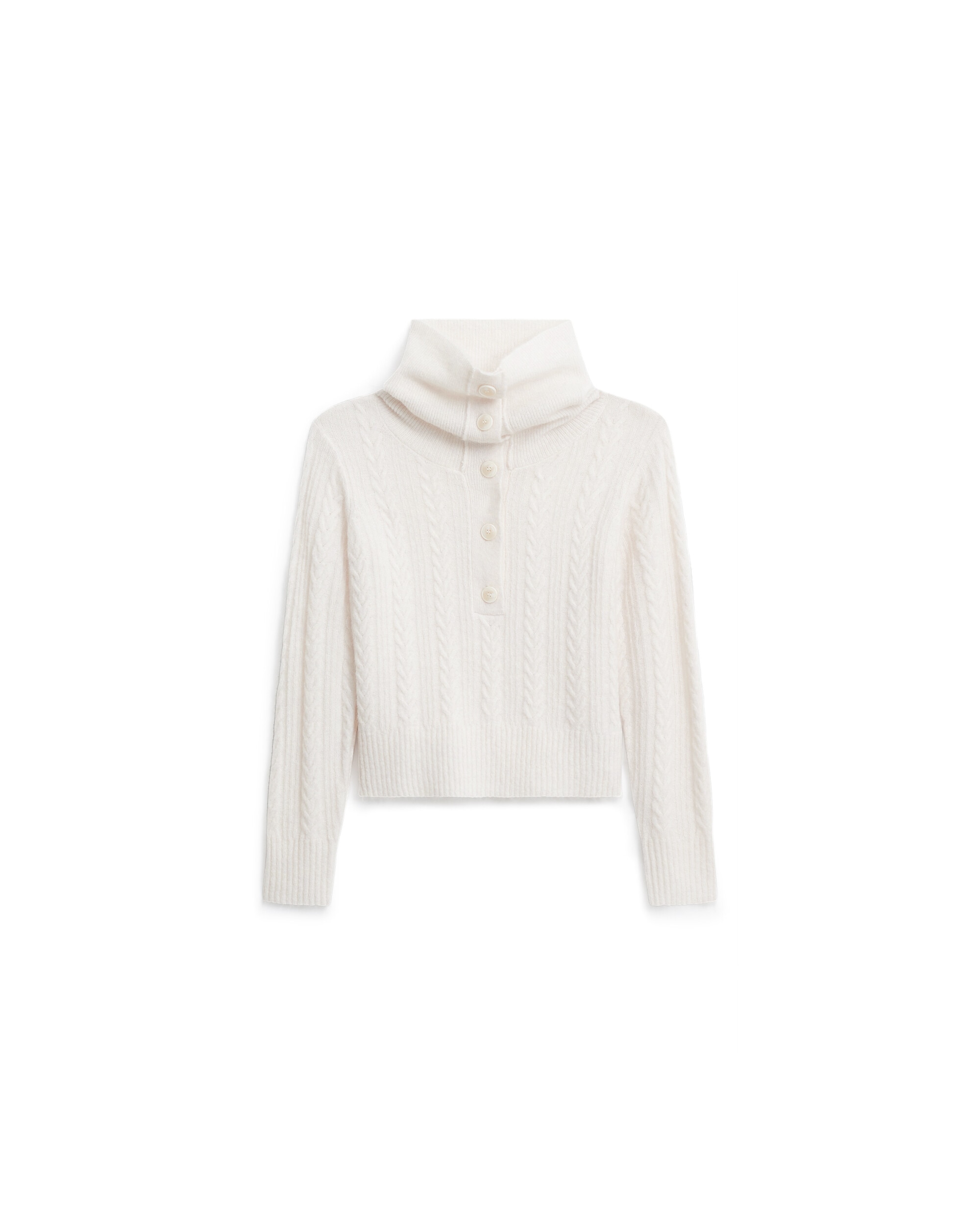 Jersey de mujer con cuello vuelto en lana - Caroll - Crema Crema-4