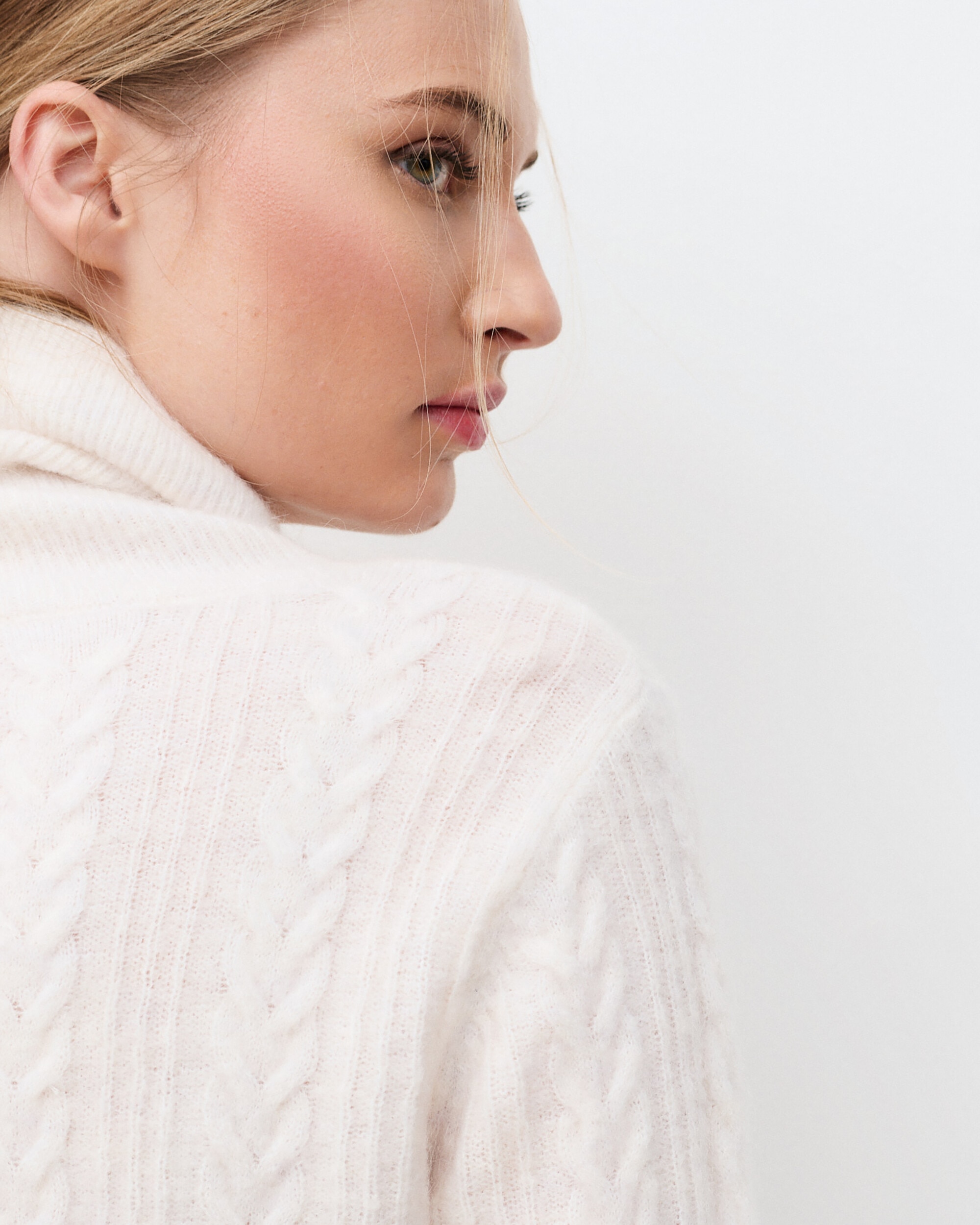 Jersey de mujer con cuello vuelto en lana - Caroll - Crema Crema-3