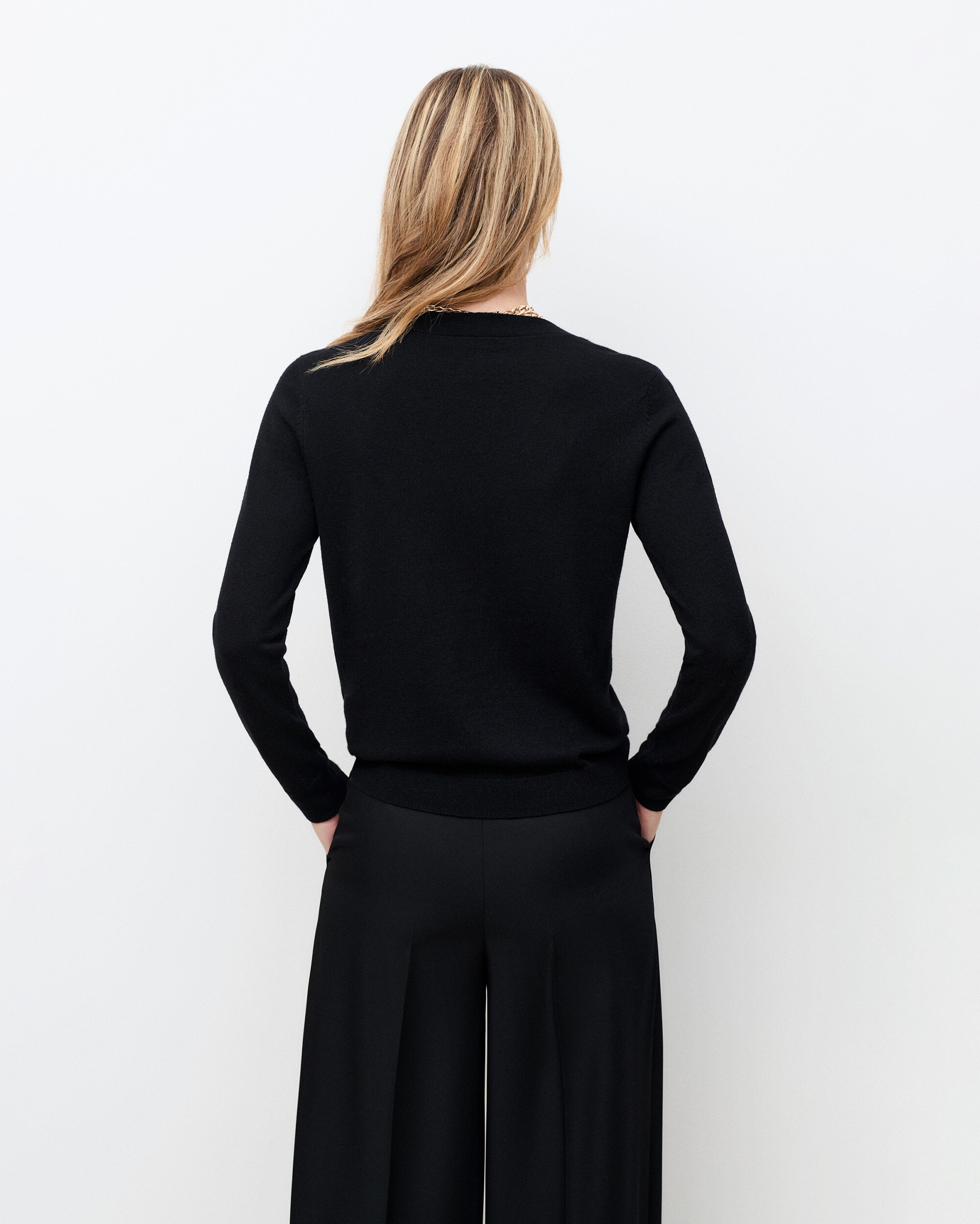 Jersey de mujer con cuello pico en lana - Caroll - Negro Negro-2