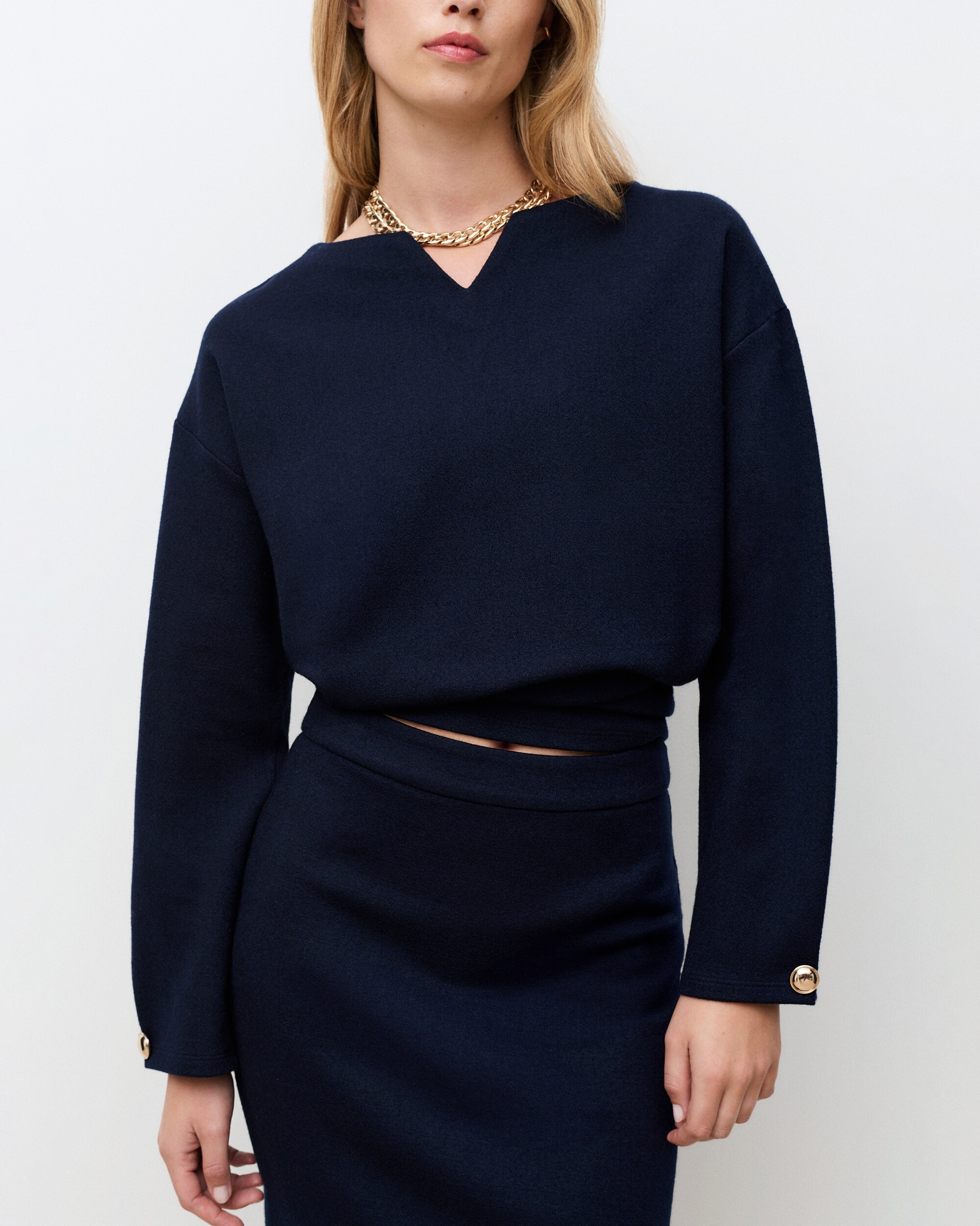 Jersey de mujer con manga larga en lana - Caroll - Azul Azul-3