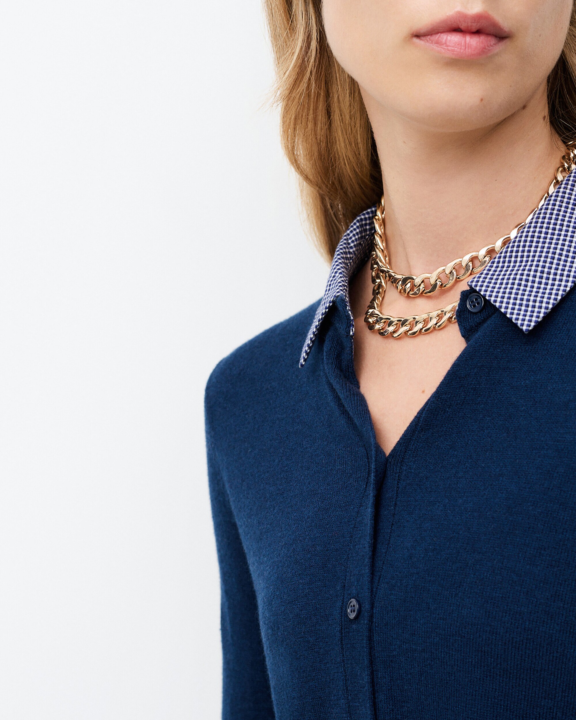 Cárdigan de mujer con cuello camisero - Caroll - Azul Azul-3