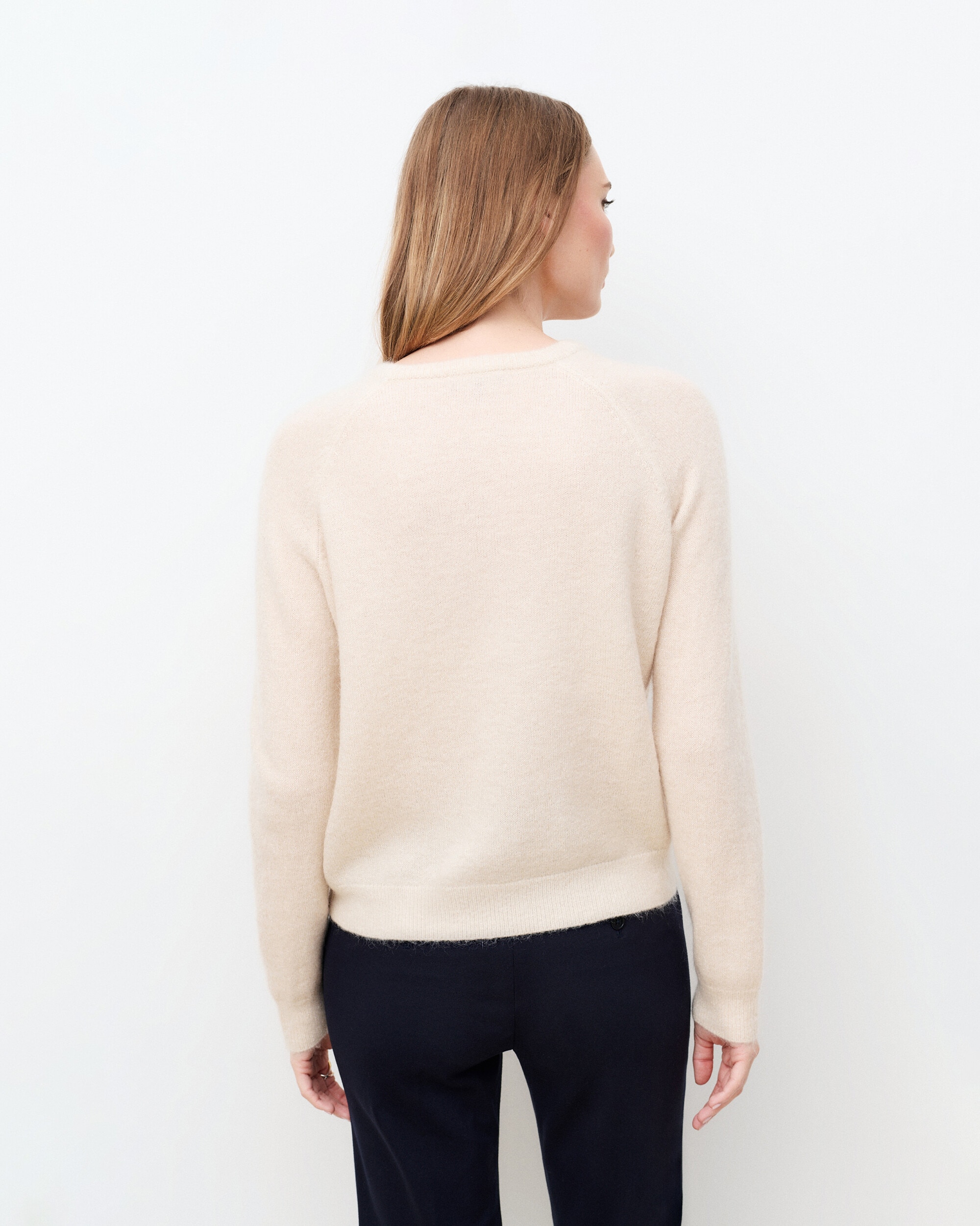 Jersey de mujer con cuello redondo en lana - Caroll - Crema Crema-2