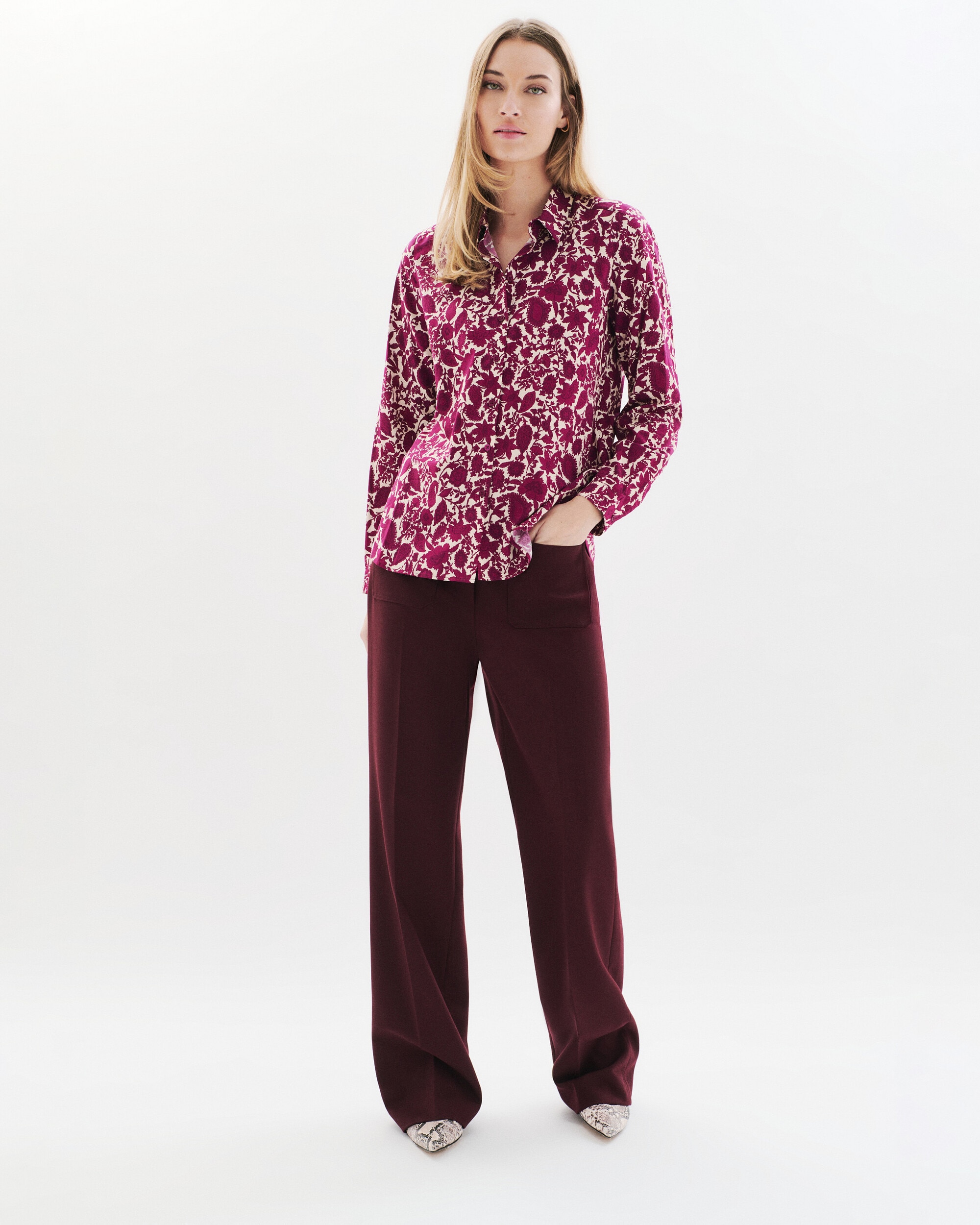 Caroll - Camisa de mujer con manga larga y estampado floral.