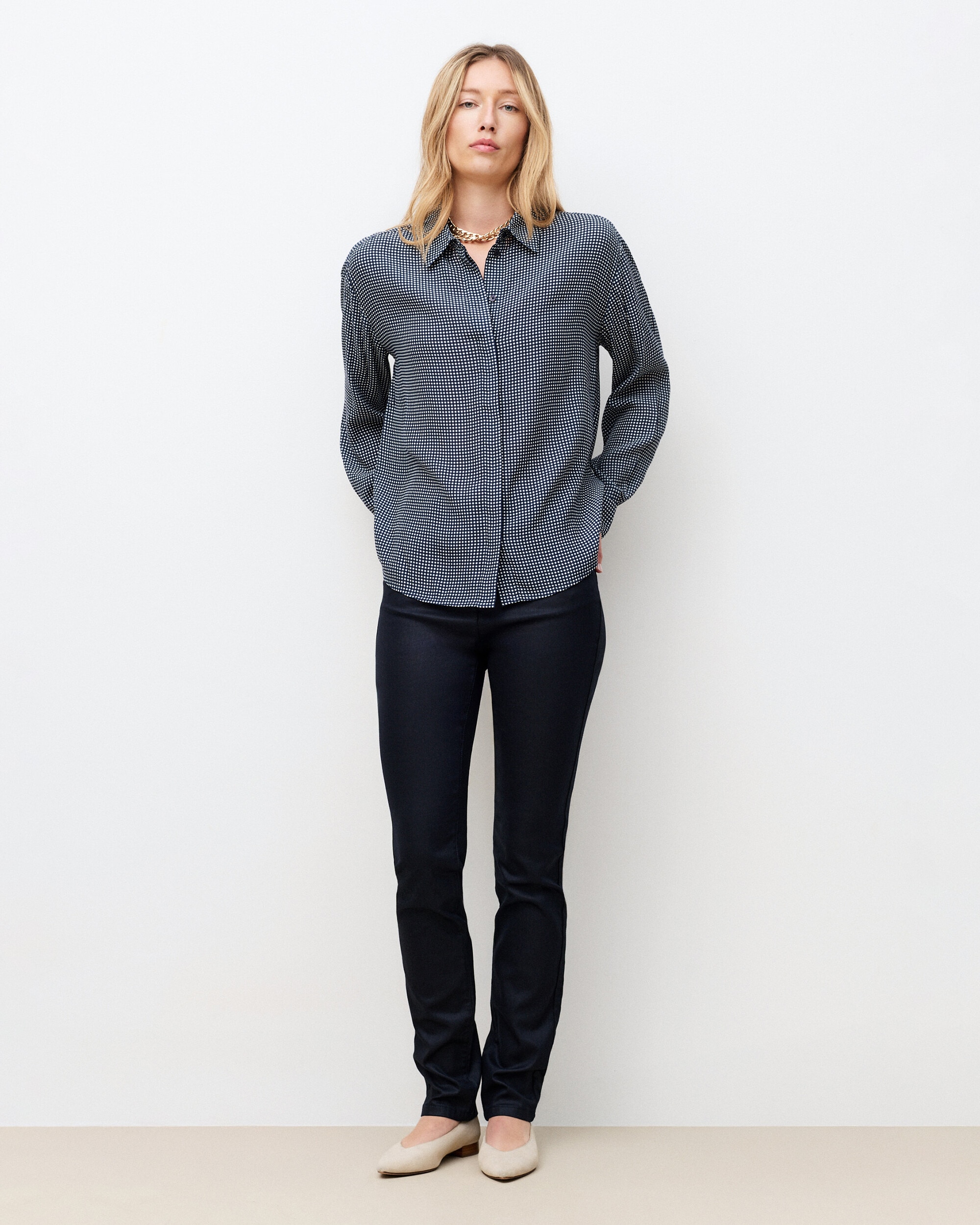 Caroll - Camisa de mujer con tapete y estampado de cuadros.