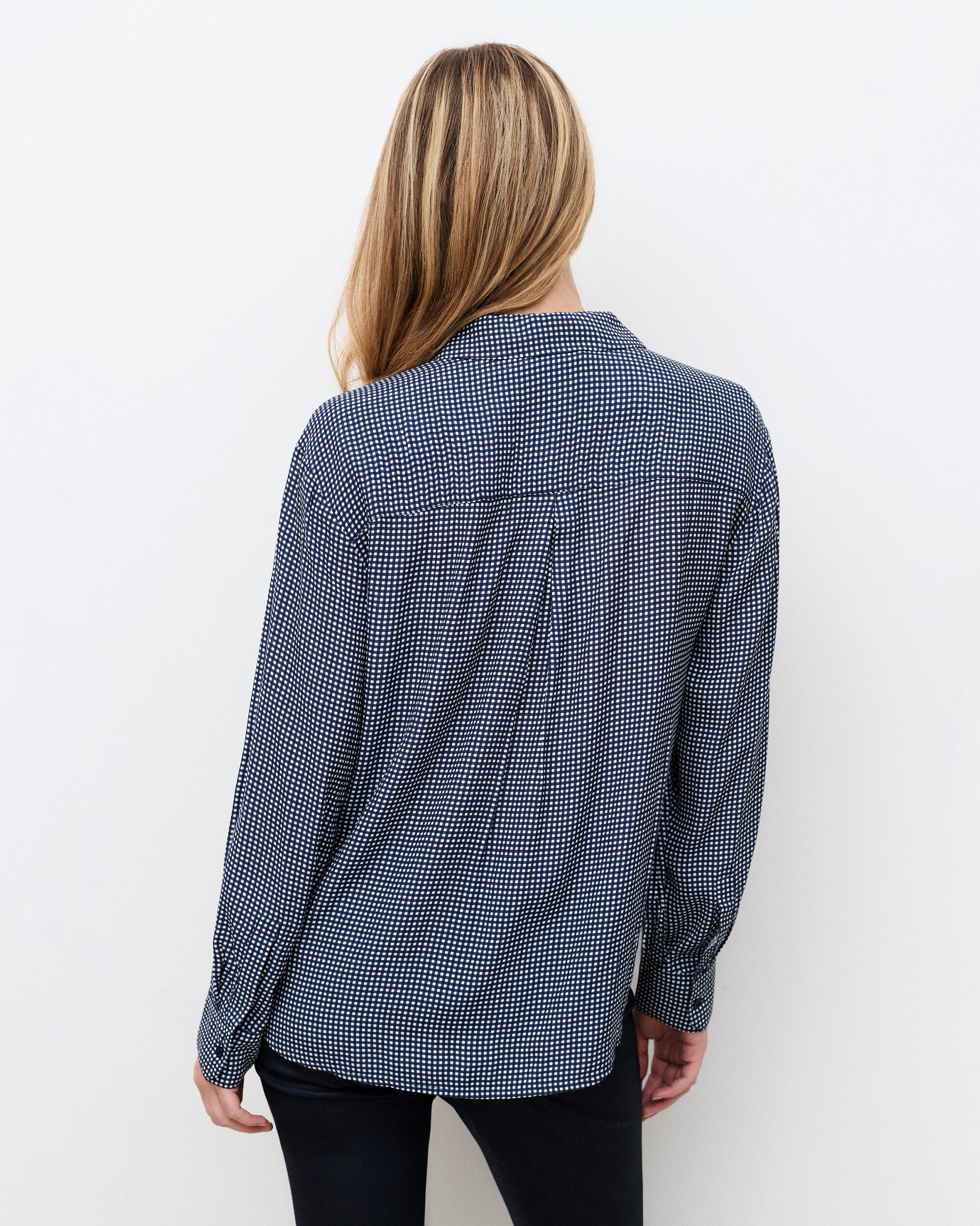 Camisa de mujer con tapete y estampado de cuadros - Caroll - Azul Azul-2
