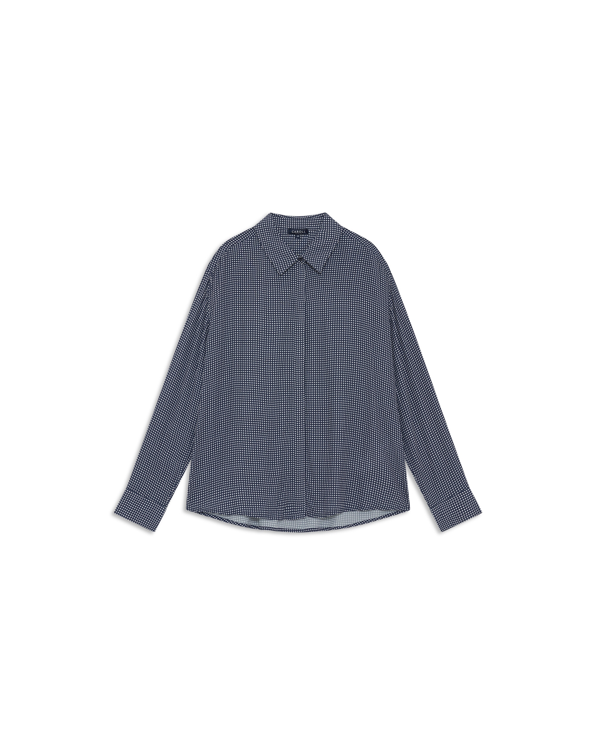 Camisa de mujer con tapete y estampado de cuadros - Caroll - Azul Azul-4
