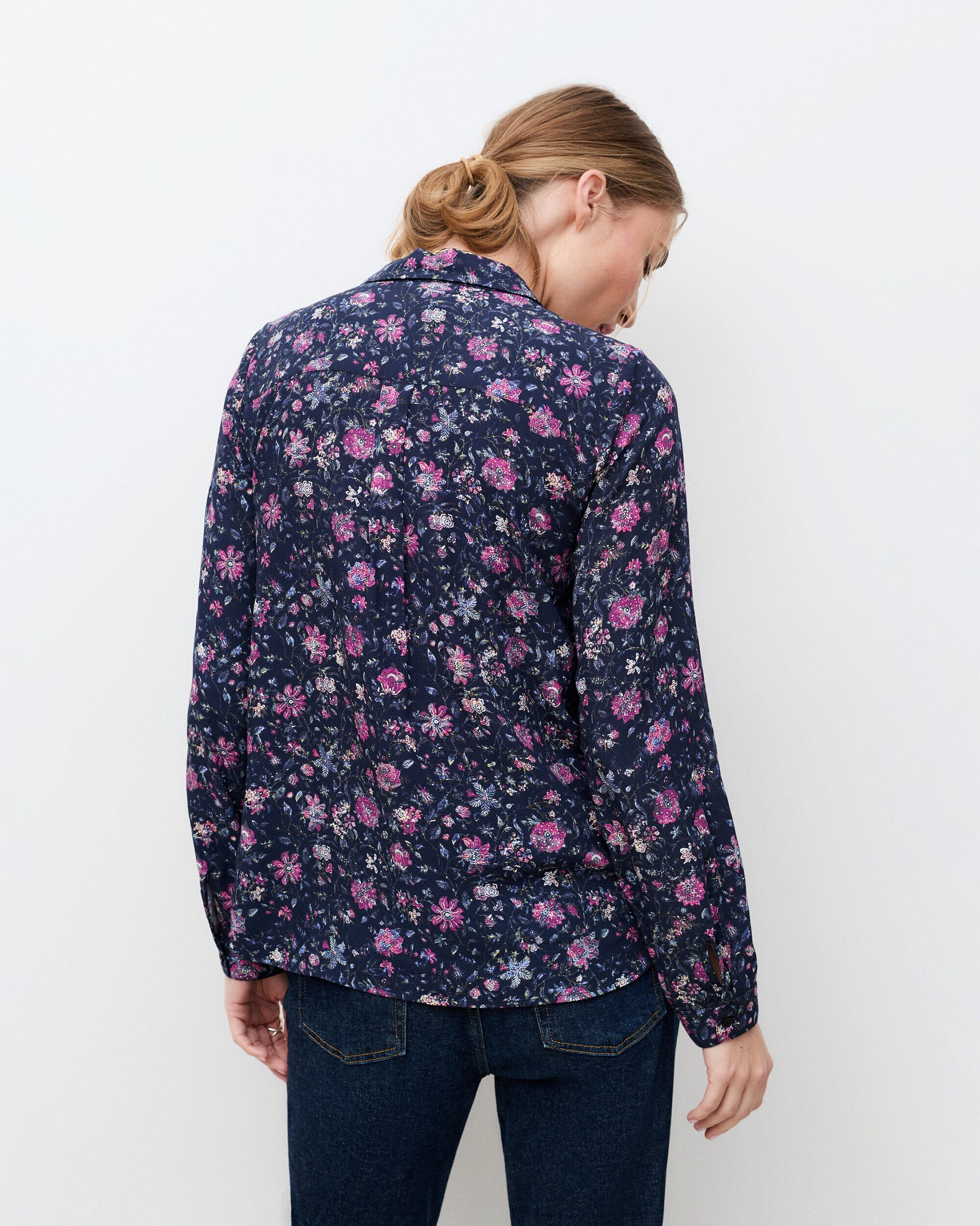 Camisa de mujer con manga larga y estampado floral - Caroll - Azul Azul-2