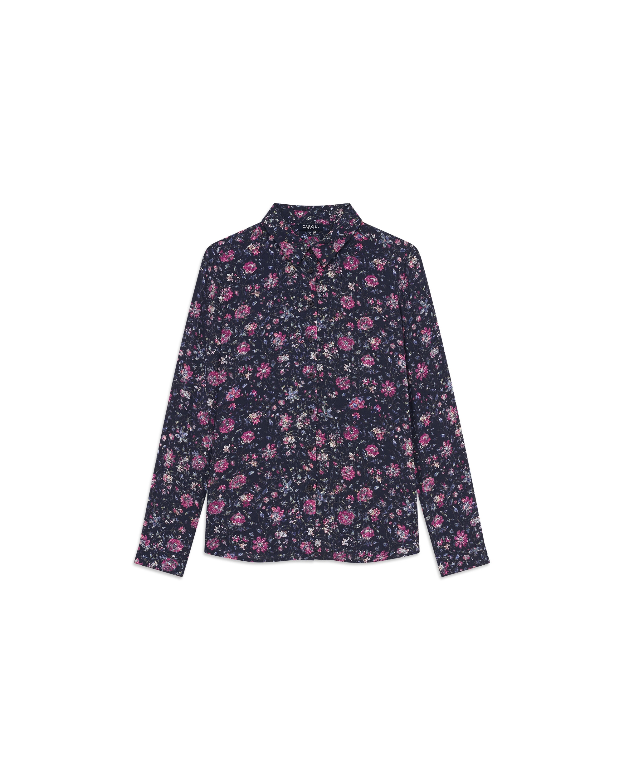 Camisa de mujer con manga larga y estampado floral - Caroll - Azul Azul-4